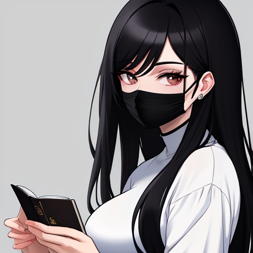 casual face mask  black hentai hair