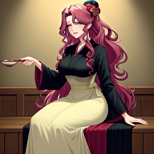 hair car long curly hentai  skirt ukiyo e apron