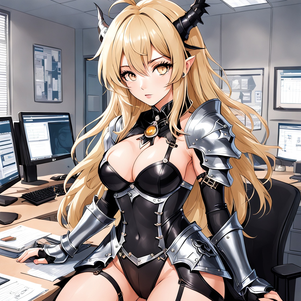 hentai armor halloween office blonde  fantasy