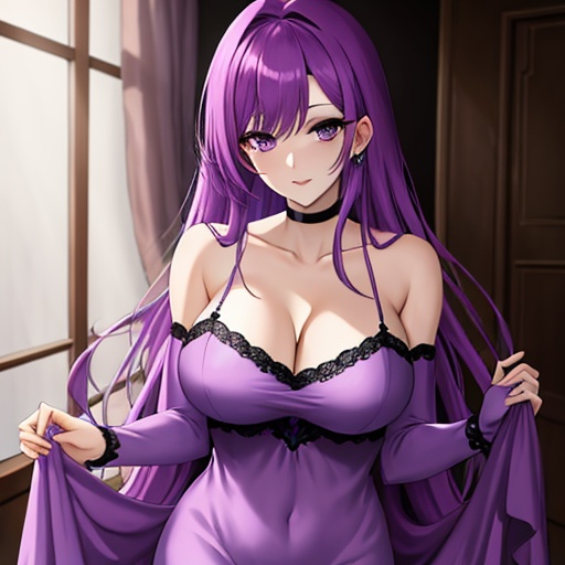 hentai hair purple nightgown 
