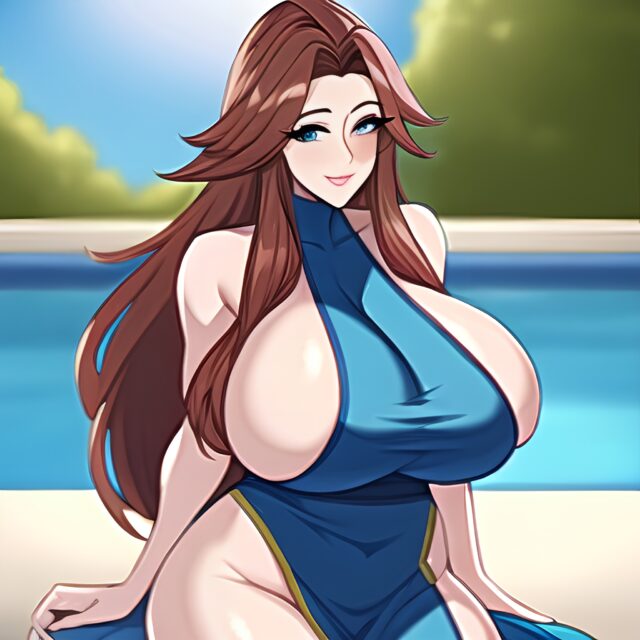 nude pubic hair tunic long hair front view huge boobs woman superhero pool