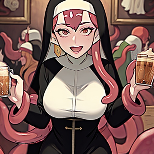 nun  xxx tentacles cafe mouth hentai open