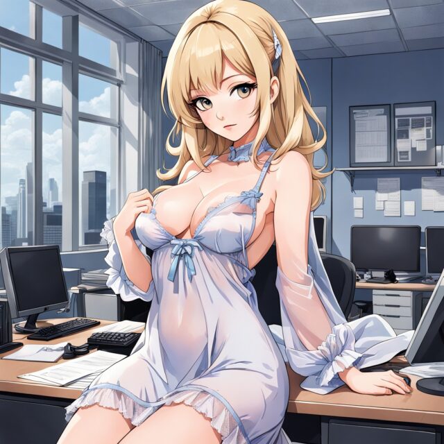 partially  lingerie nightgown 60s office nude blonde hentai