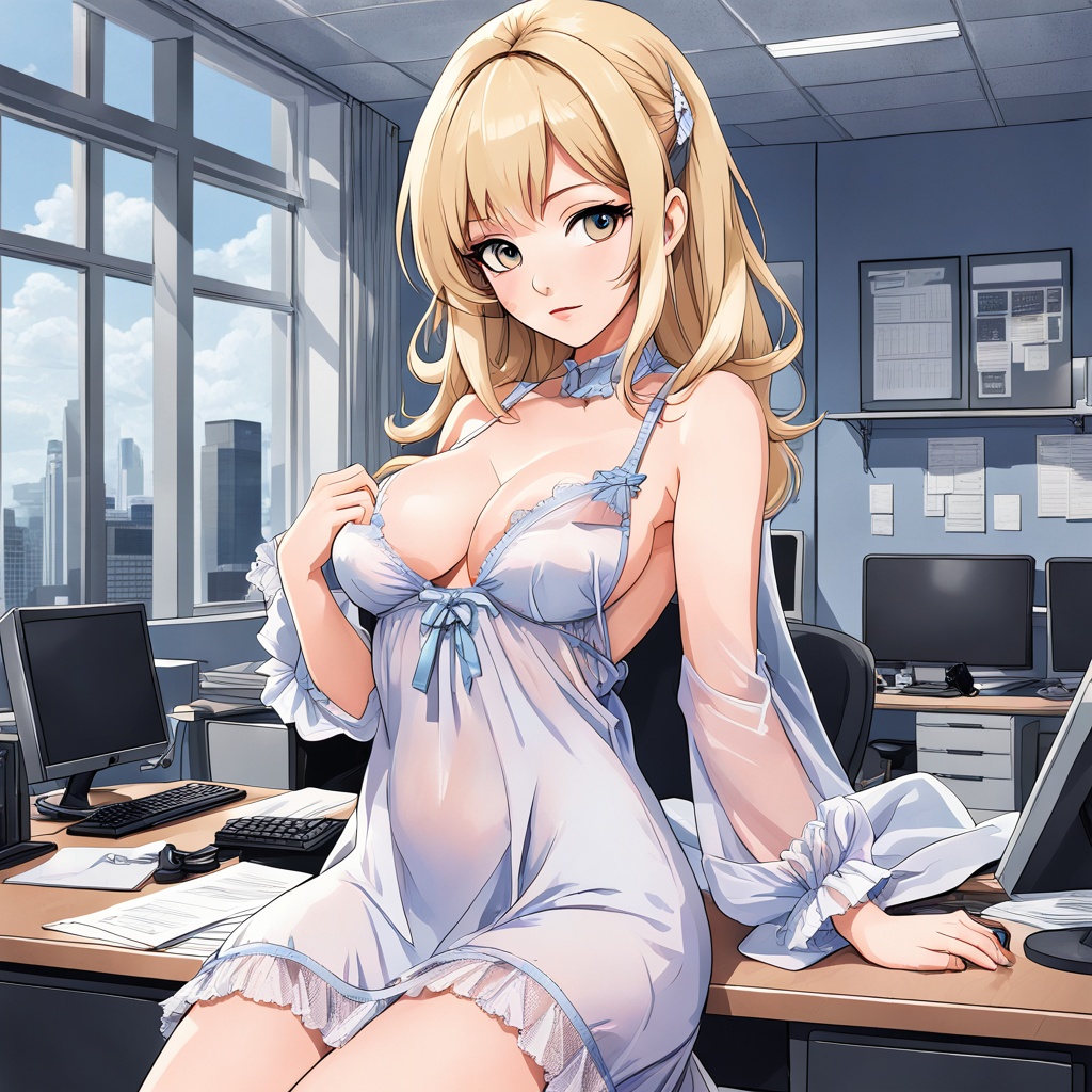 partially  lingerie nightgown 60s office nude blonde hentai