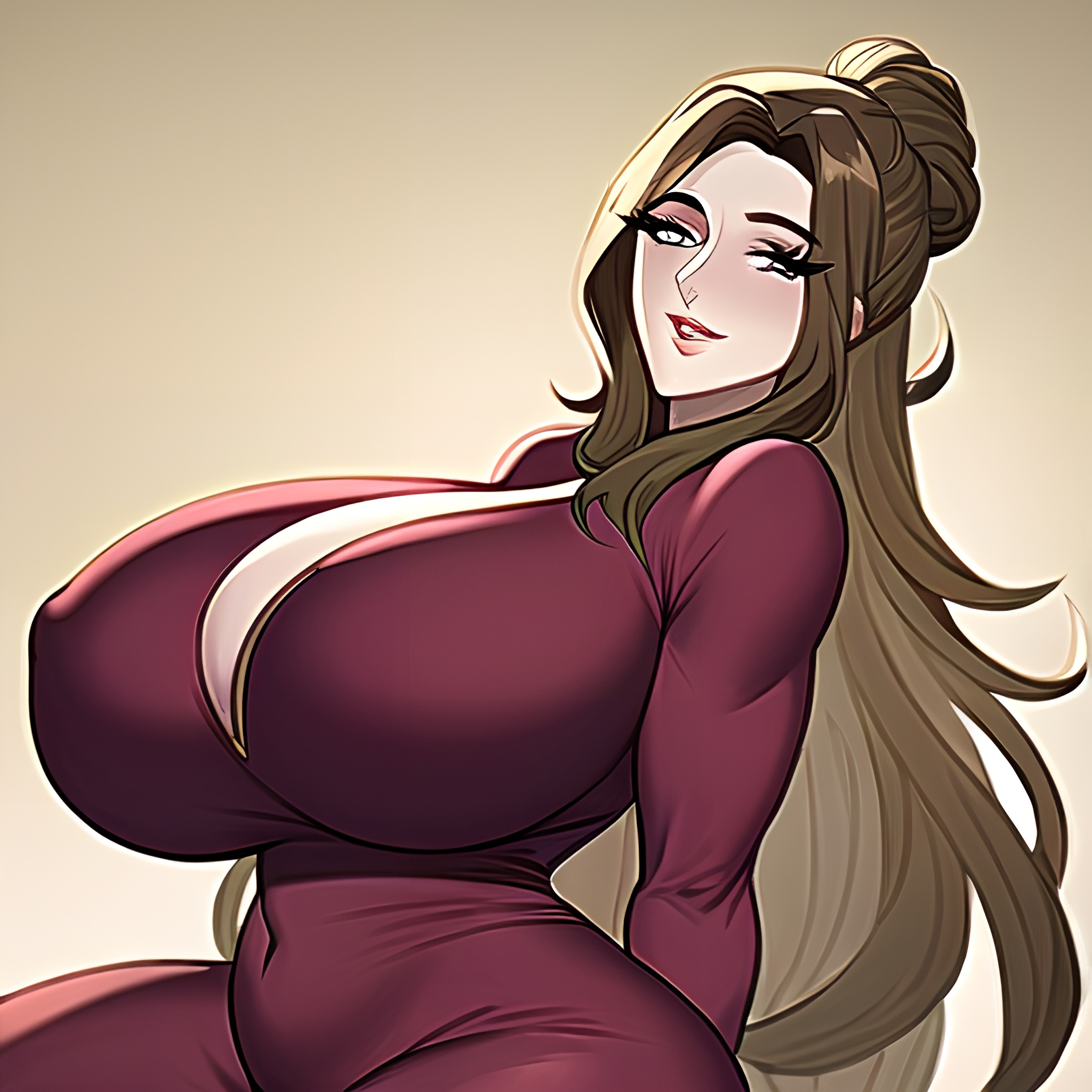 woman huge boobs nude front view pubic hair cleavage 