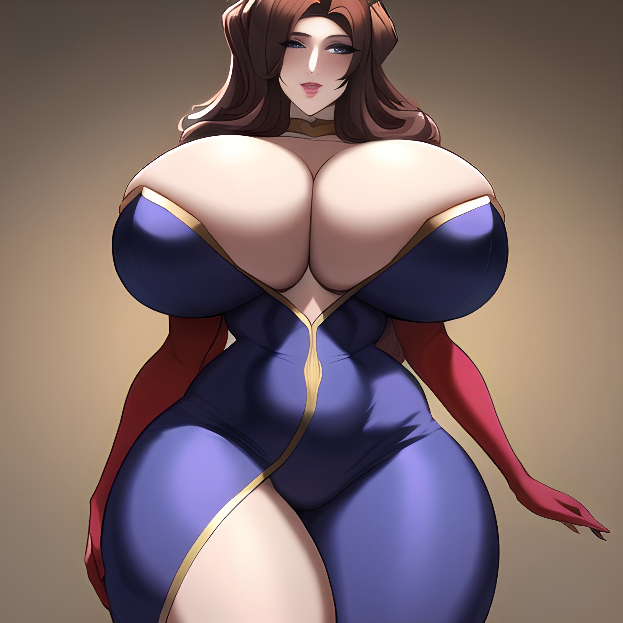 woman nude cleavage huge boobs front view pubic hair 
