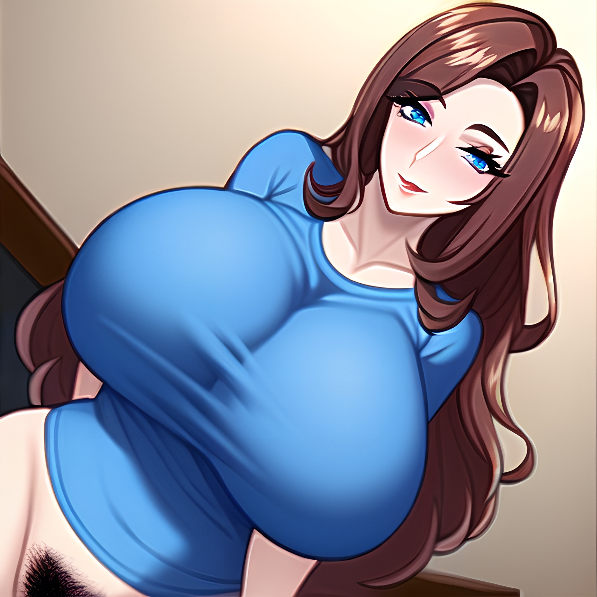 pubic hair woman front view nude office huge boobs 