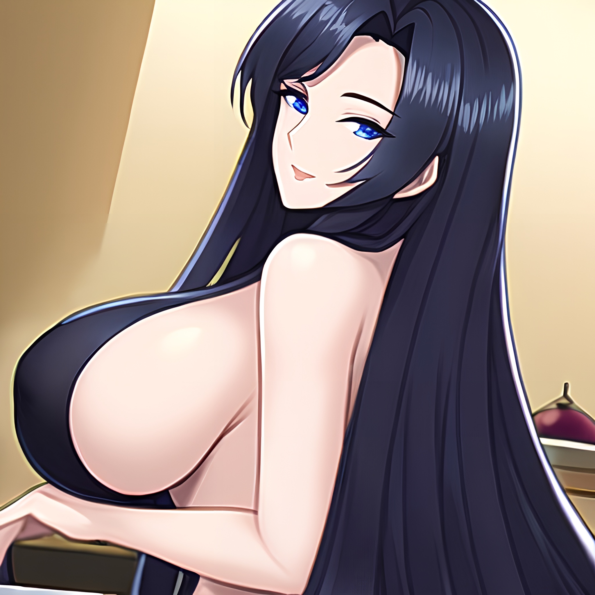 front view kitchen perfect boobs woman long hair nude