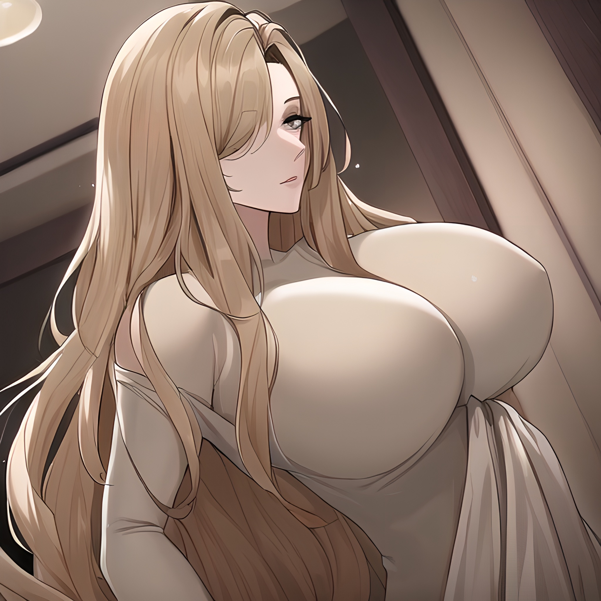 front view small boobs long hair nude woman hospital 