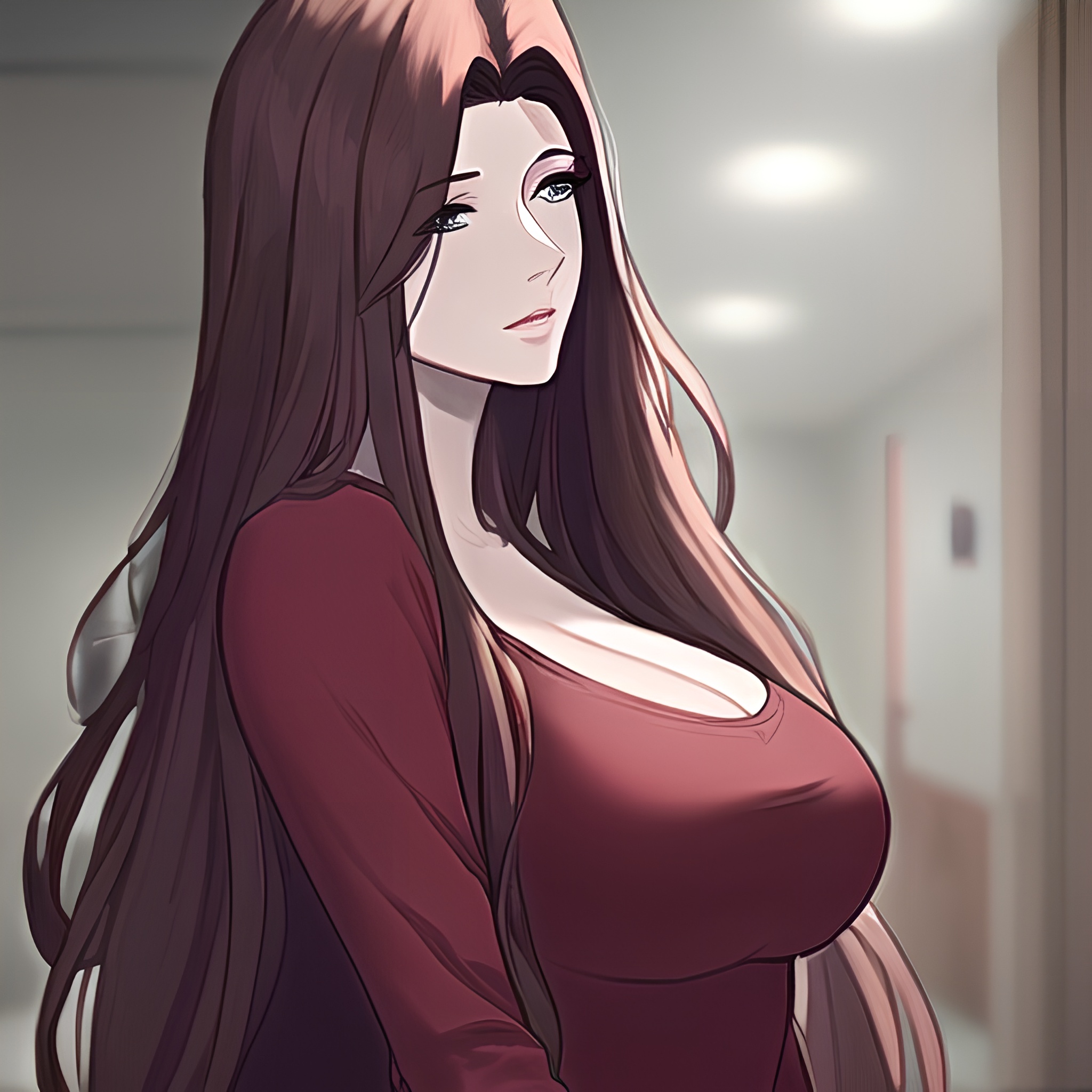 front view woman hospital long hair nude small boobs