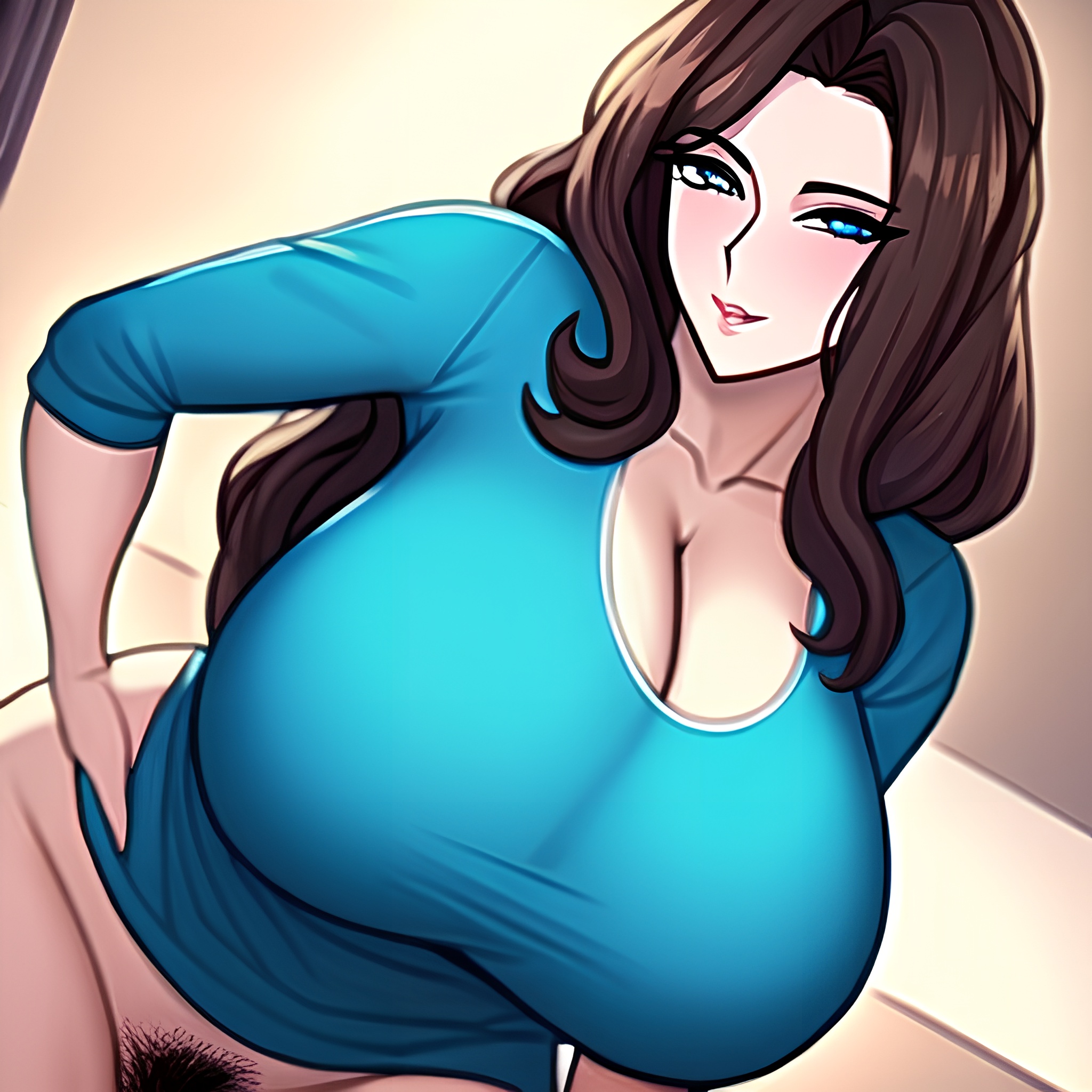 front view woman huge boobs pubic hair office nude 