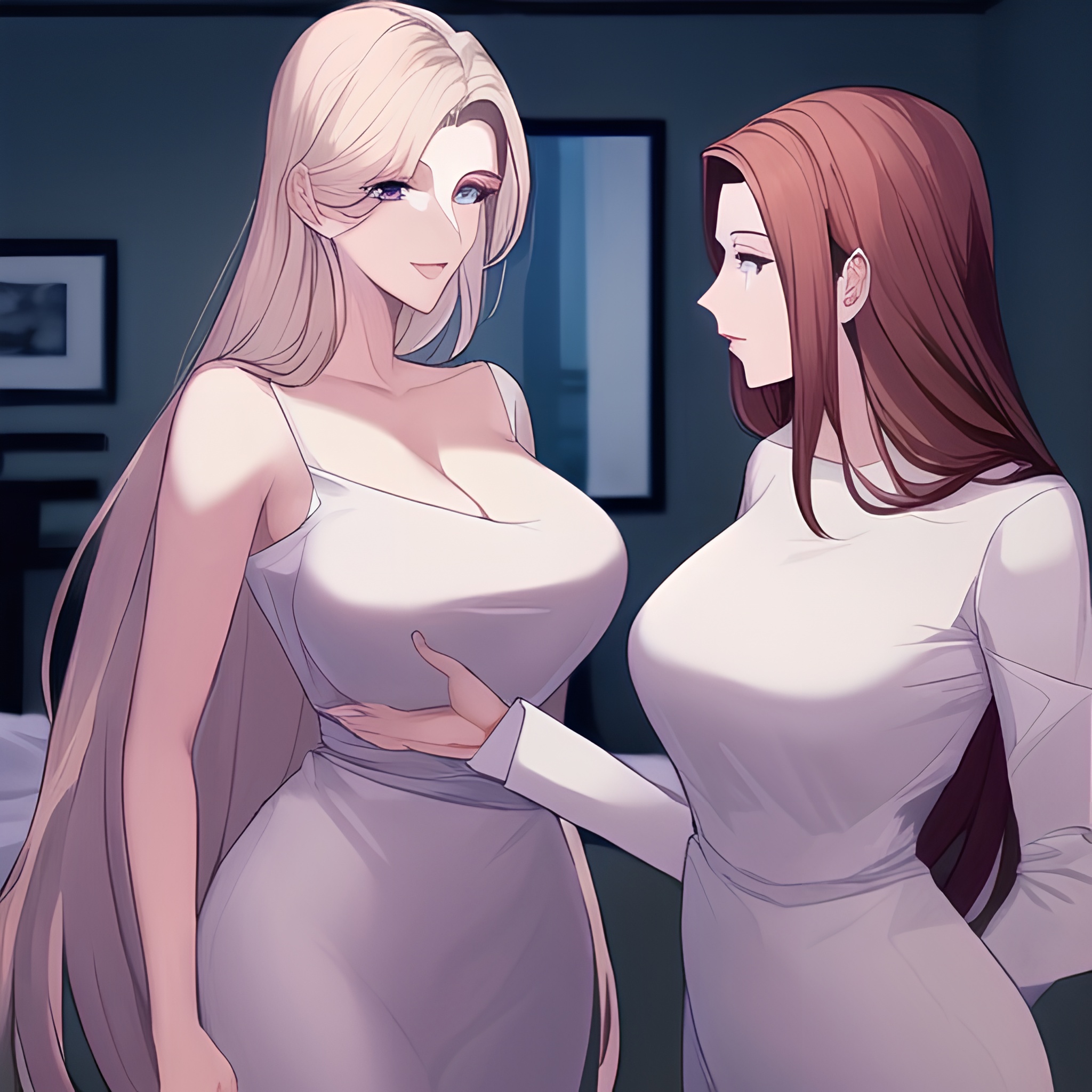 hospital front view long hair woman nude small boobs