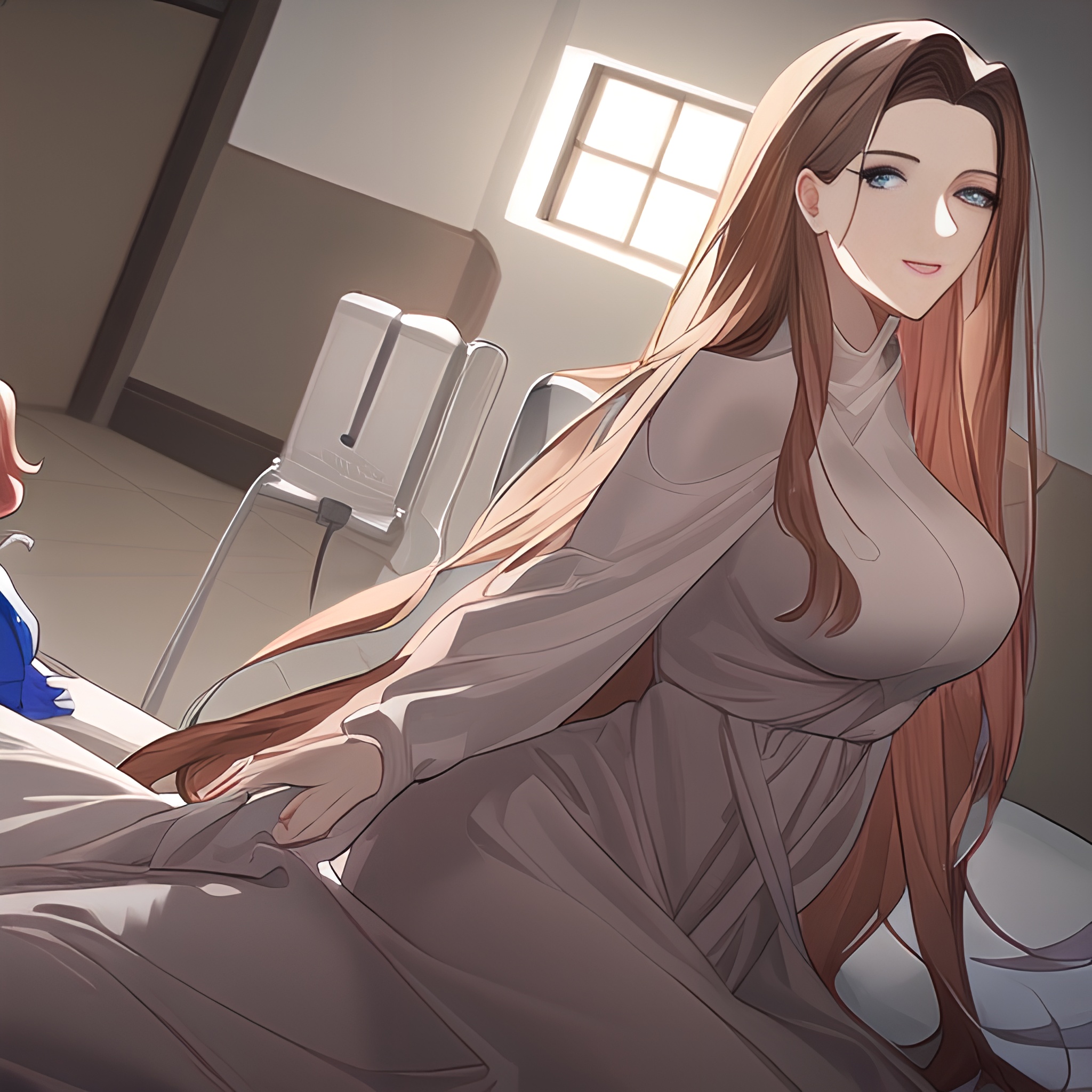 hospital front view nude small boobs woman long hair 