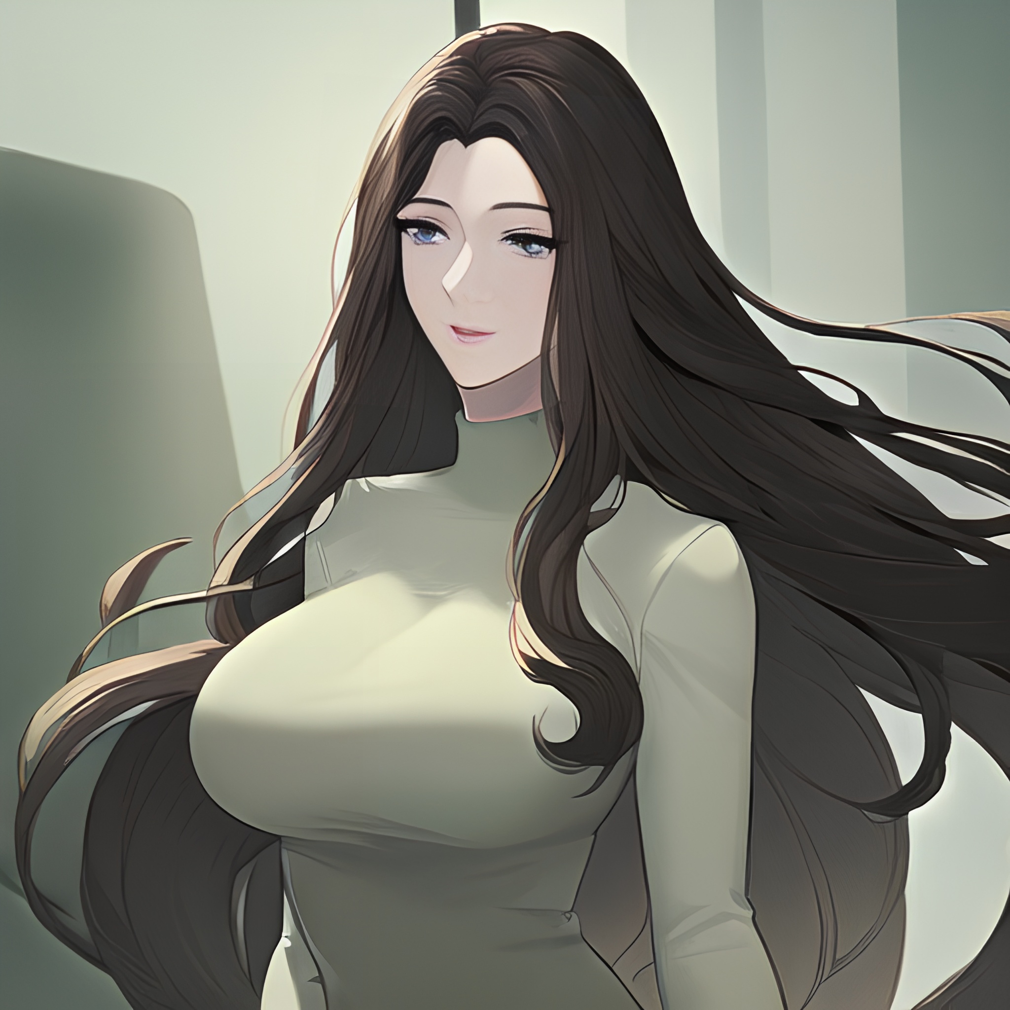 hospital front view woman small boobs long hair nude 