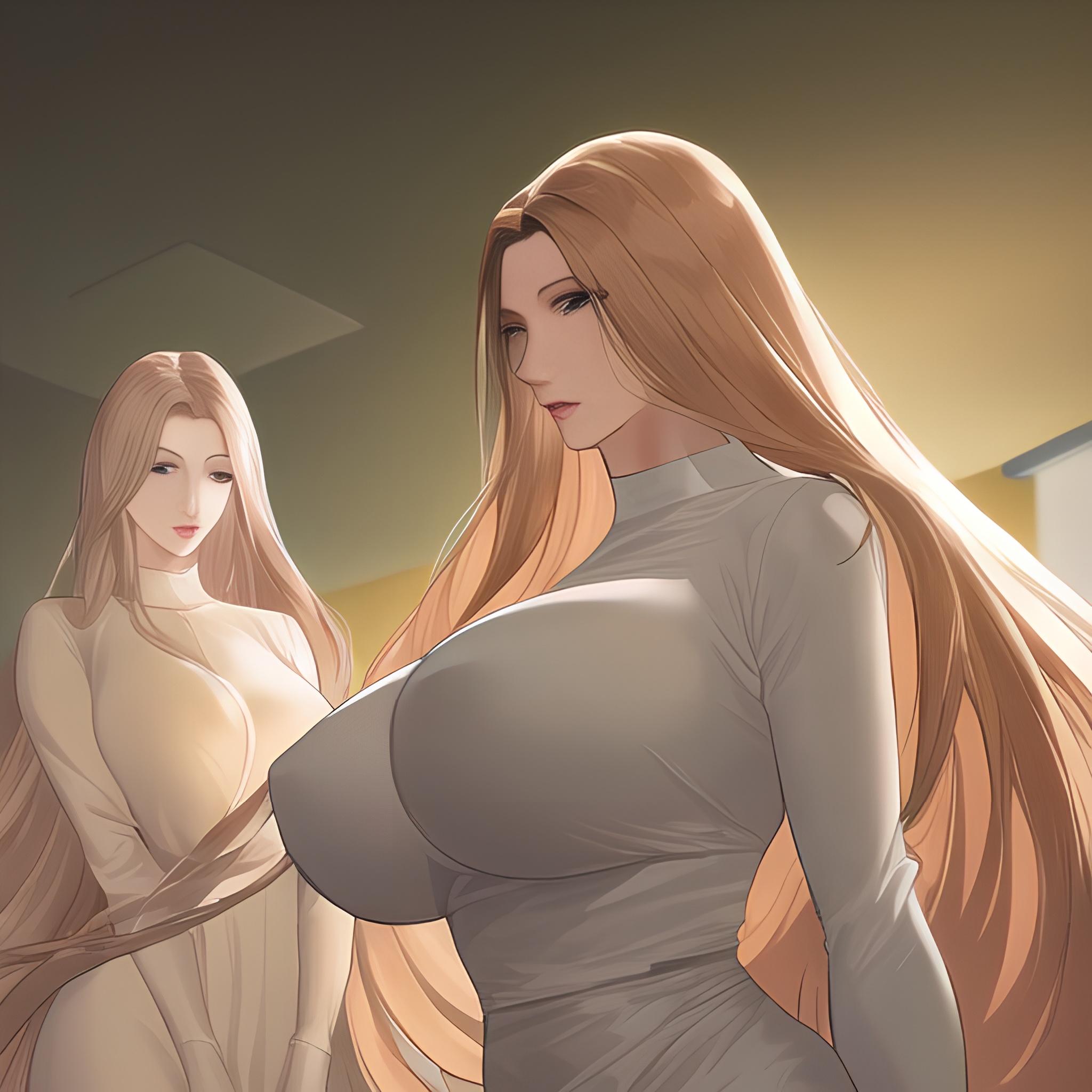 hospital long hair small boobs nude woman front view 