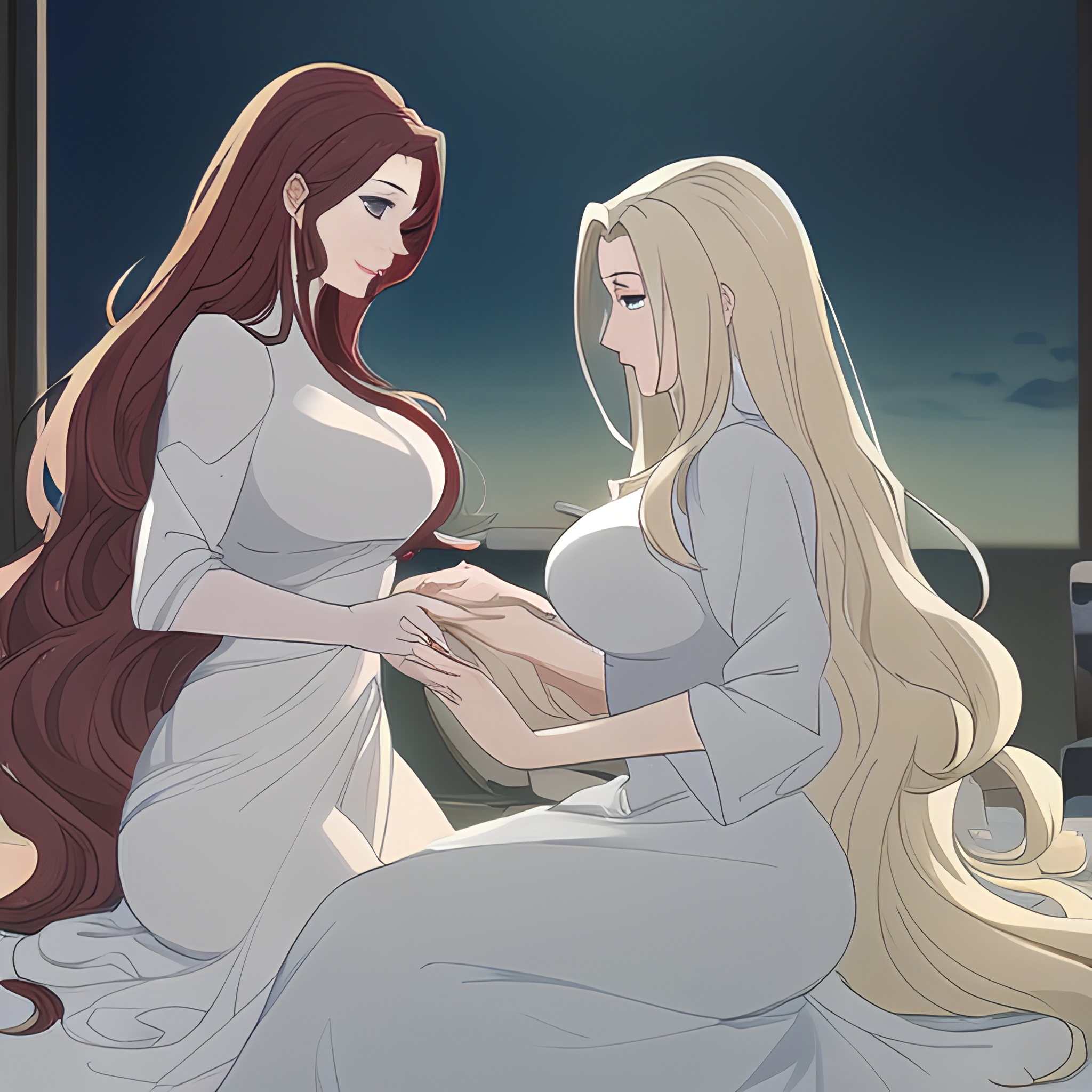 hospital long hair small boobs woman front view nude 