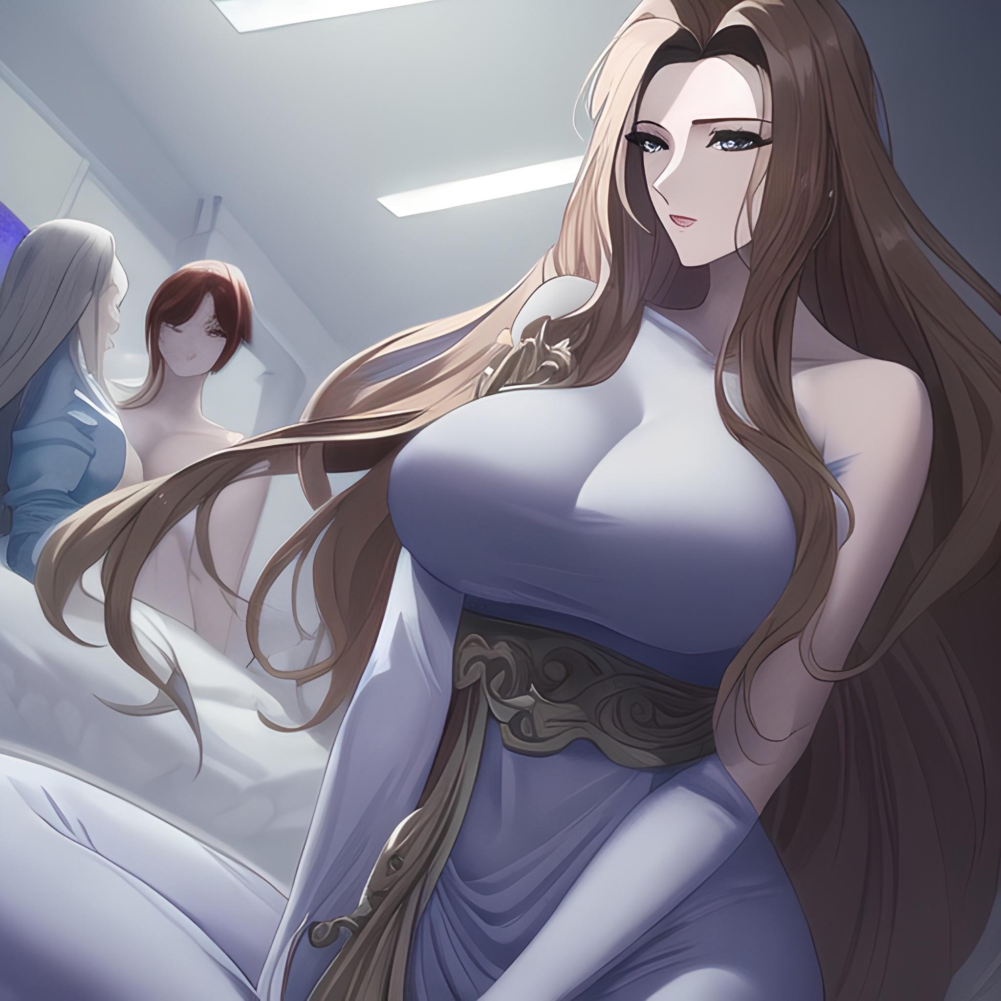 hospital nude front view long hair woman small boobs 