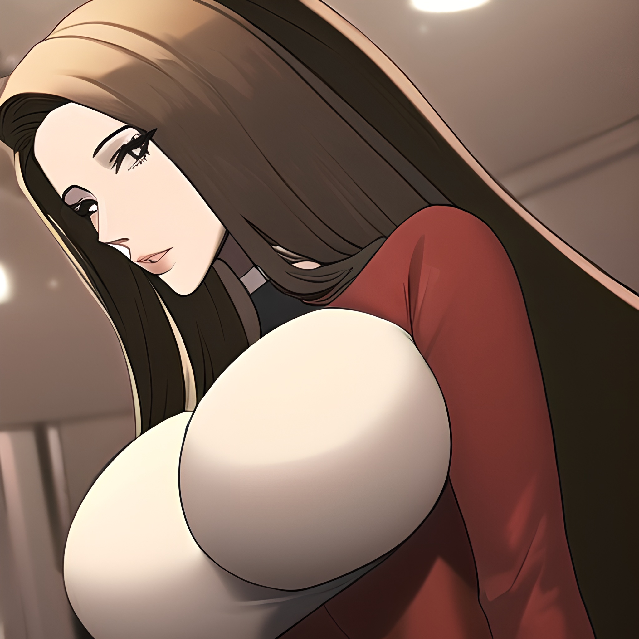 hospital nude long hair front view woman small boobs