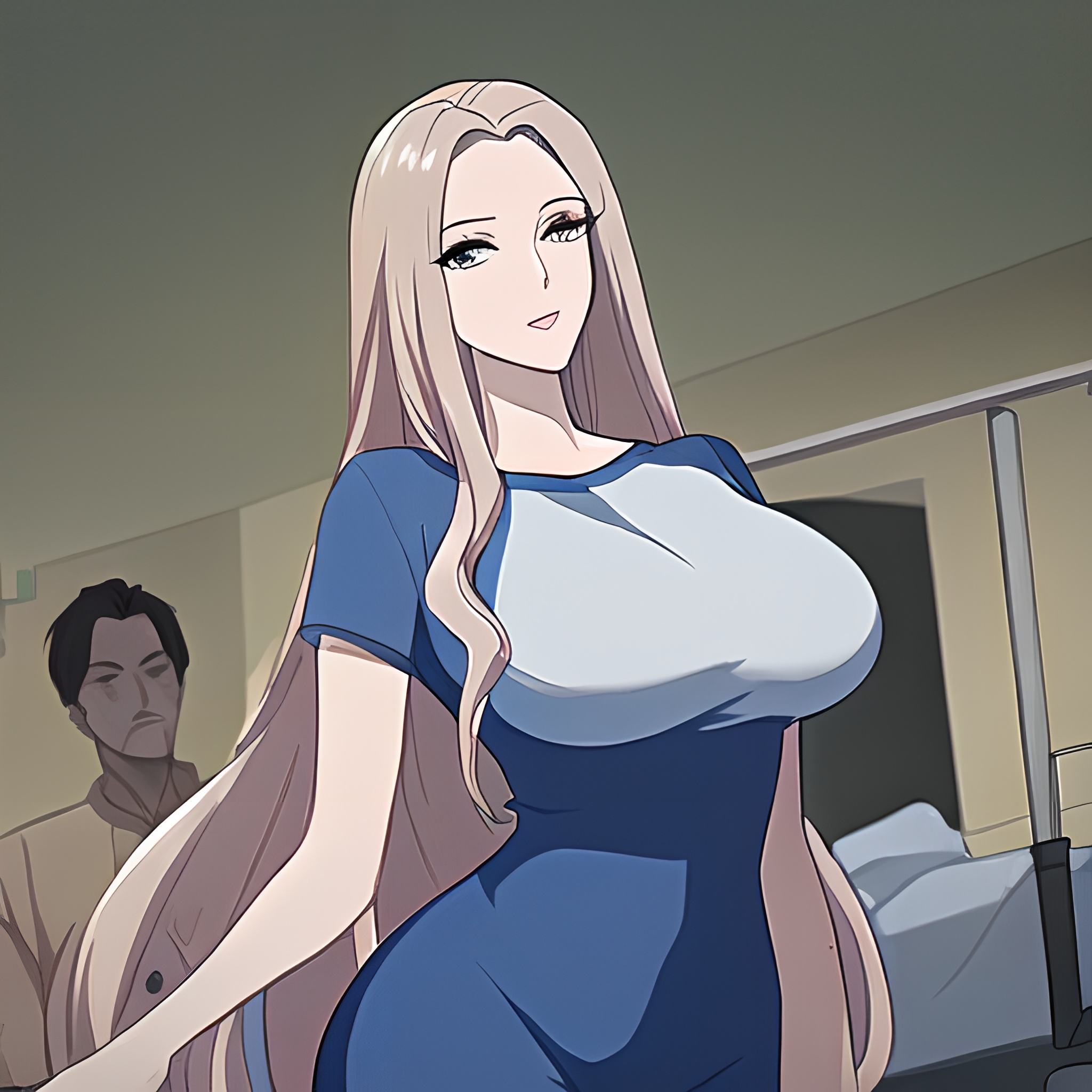 hospital nude small boobs long hair woman front view 