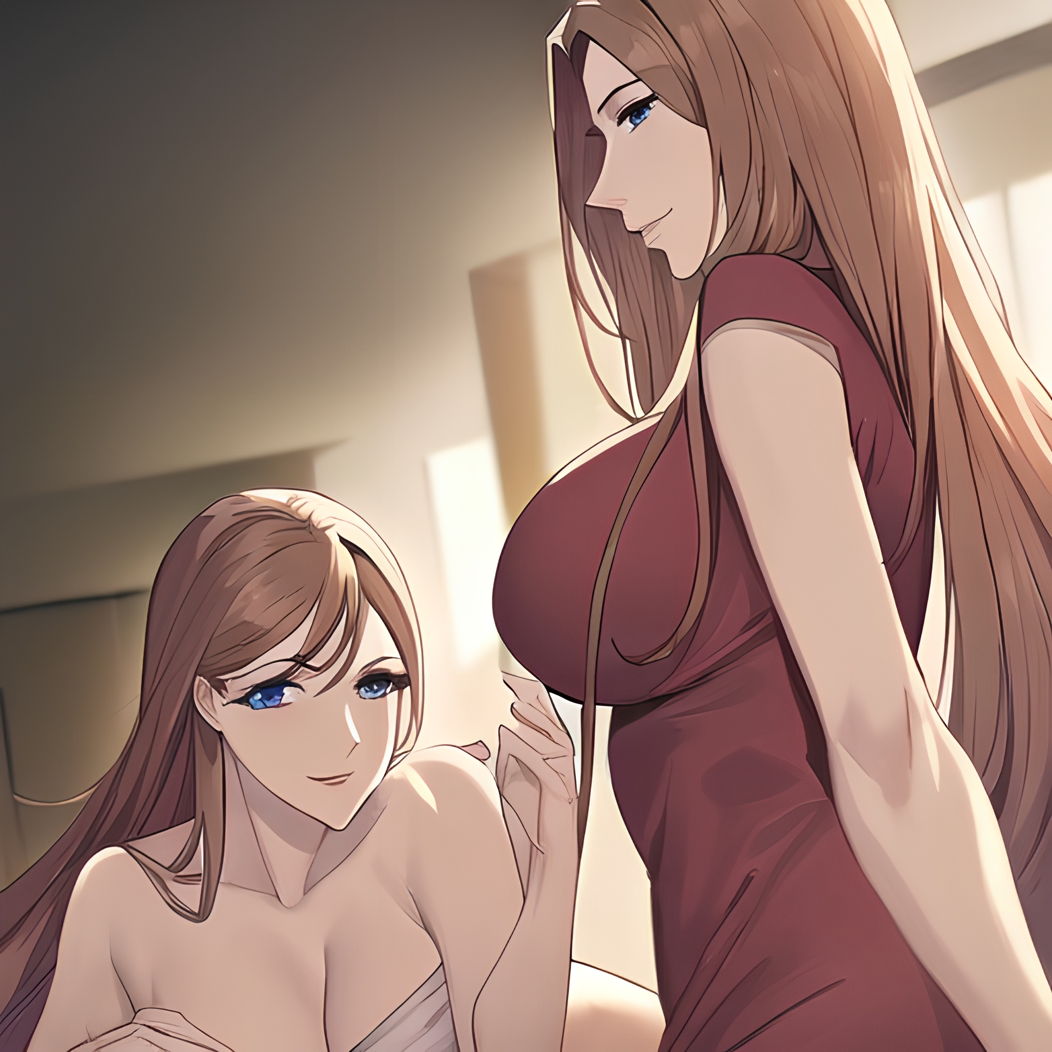 hospital small boobs nude front view woman long hair 