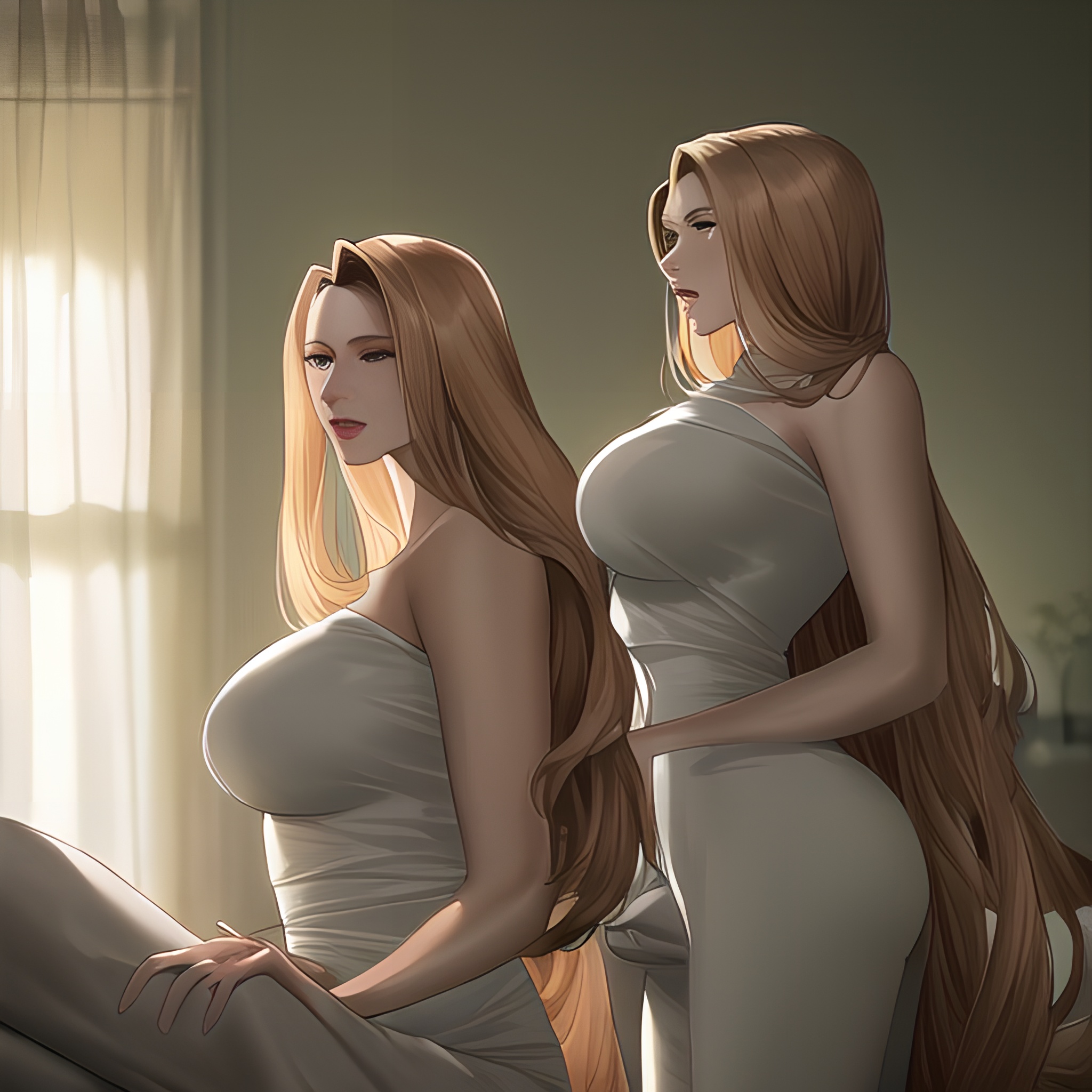 hospital small boobs nude woman long hair front view 