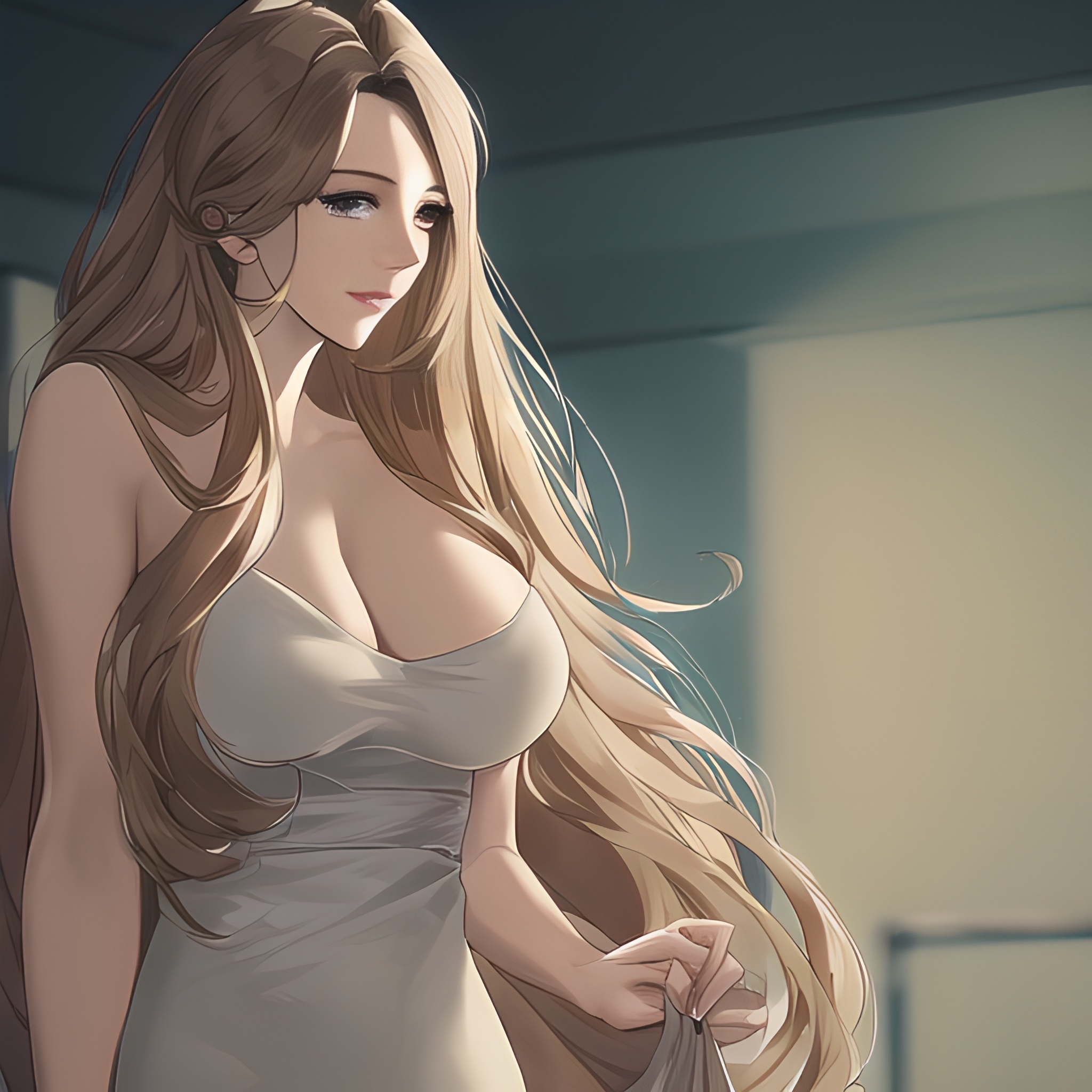 hospital woman front view long hair nude small boobs 