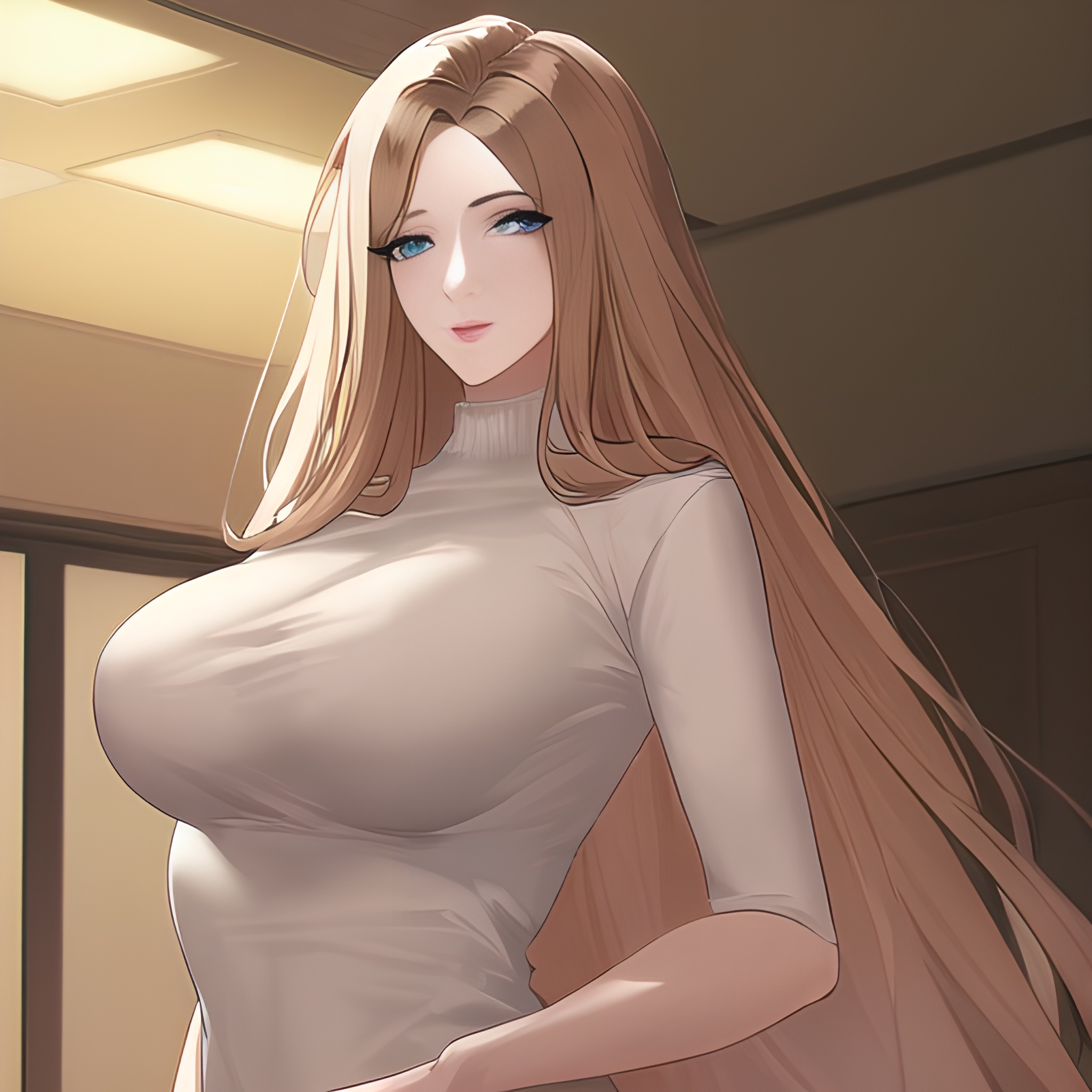 hospital woman long hair nude front view small boobs 