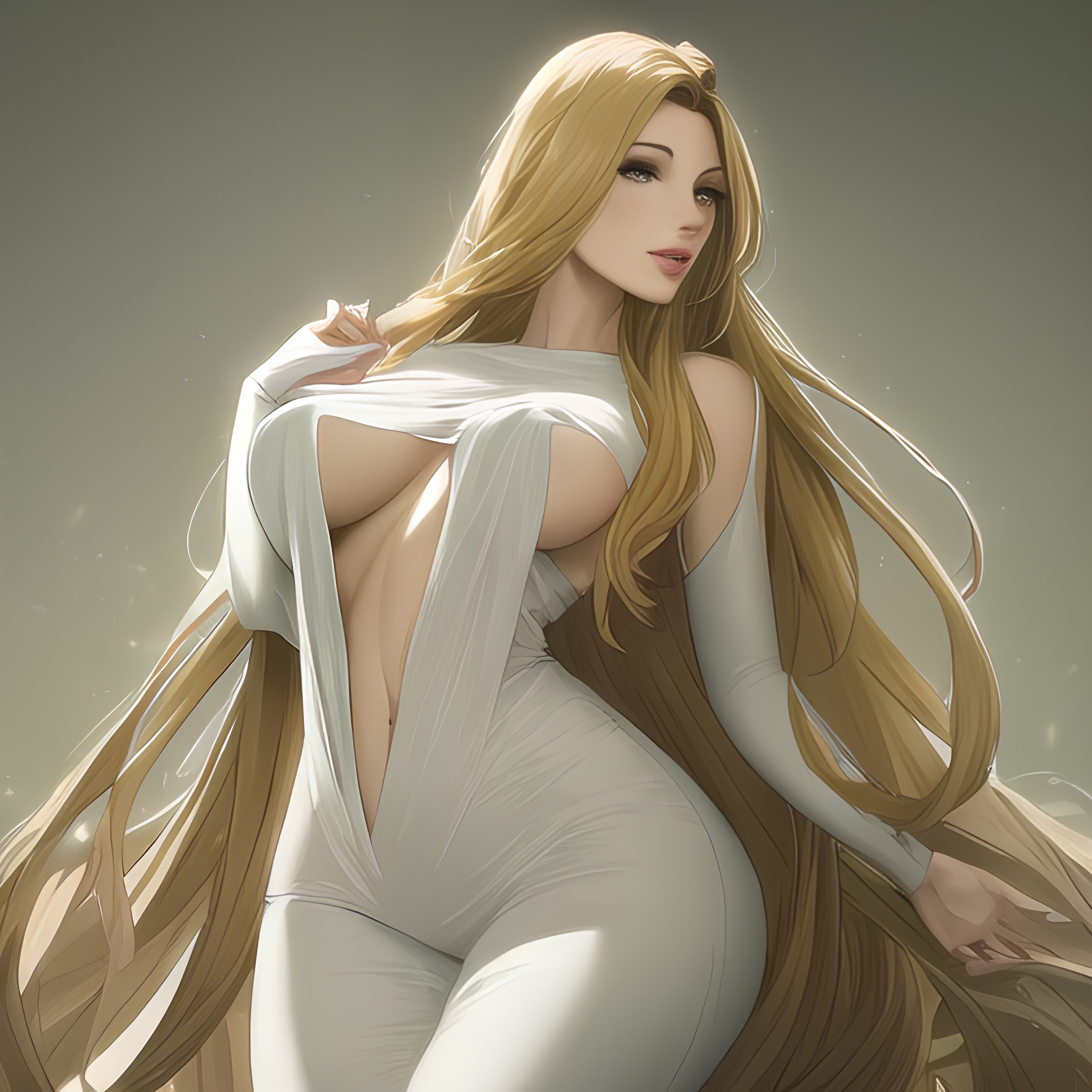 hospital woman small boobs nude long hair front view 