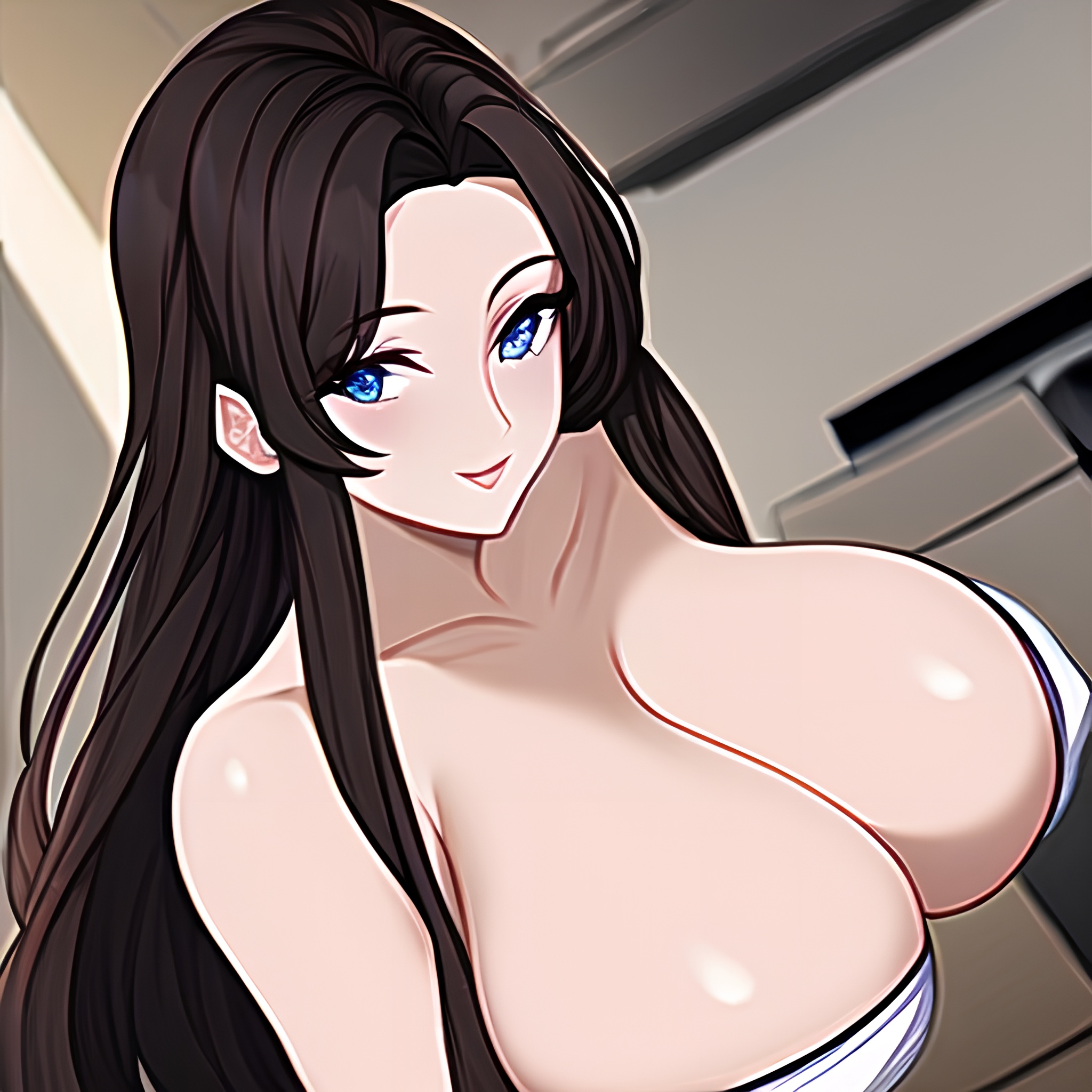 kitchen woman nude perfect boobs long hair front view