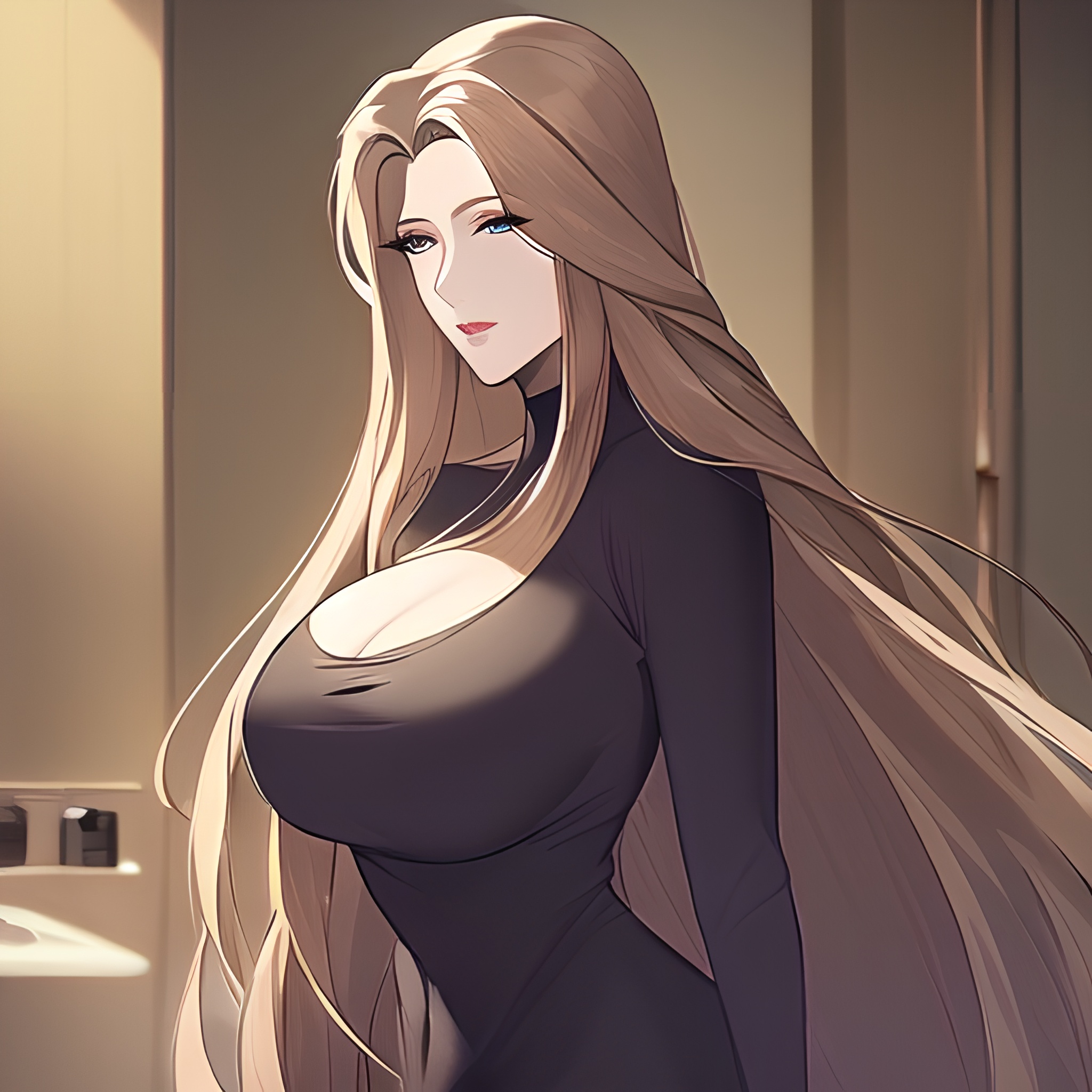 long hair nude woman small boobs front view hospital 