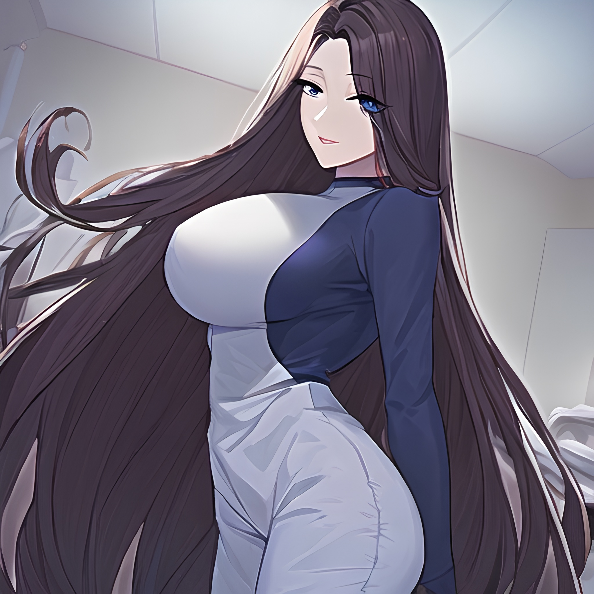 long hair small boobs front view woman nude hospital 