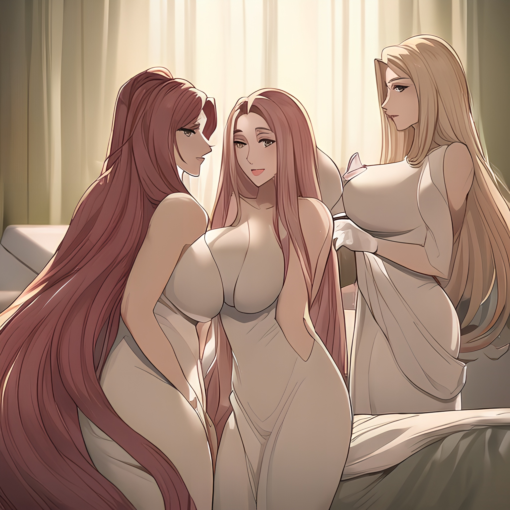 long hair small boobs woman nude hospital front view 