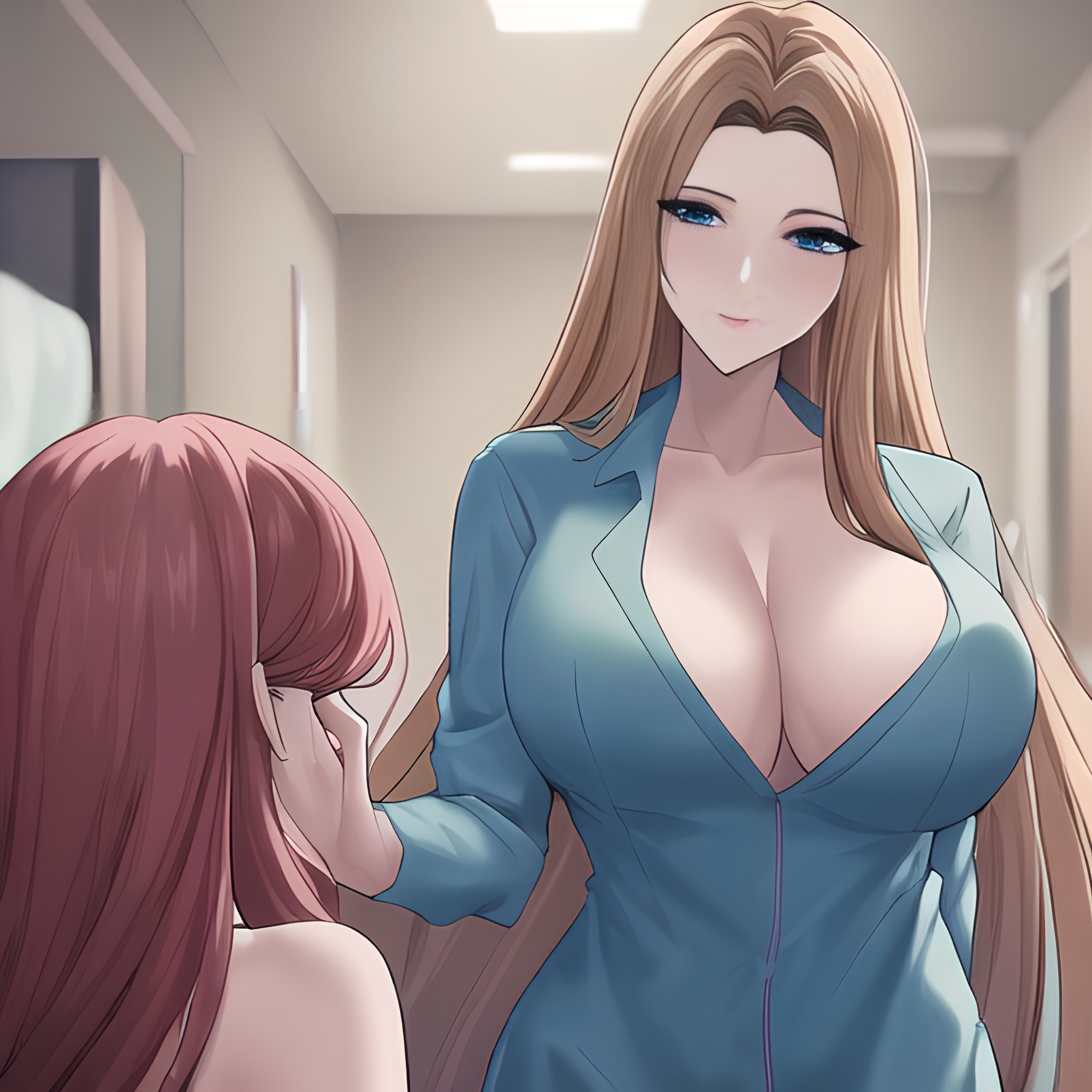 long hair woman hospital small boobs nude front view 