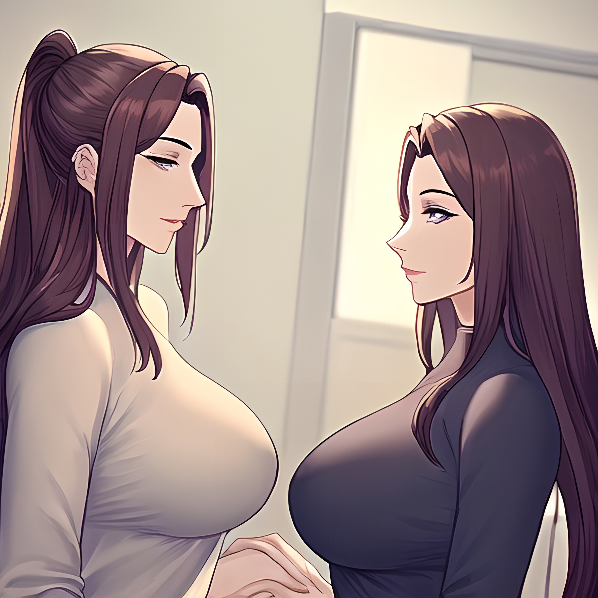 nude hospital long hair woman small boobs front view 