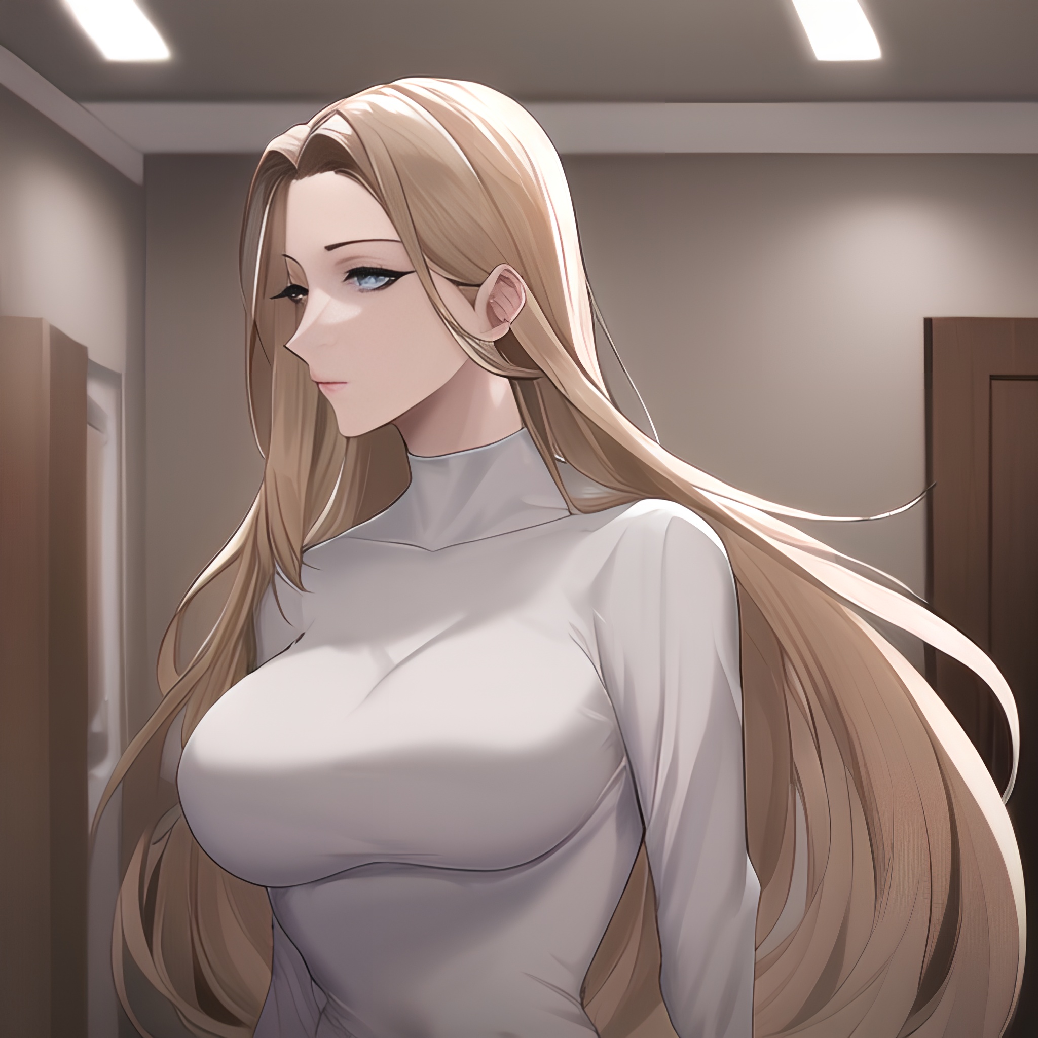 nude hospital woman front view long hair small boobs 