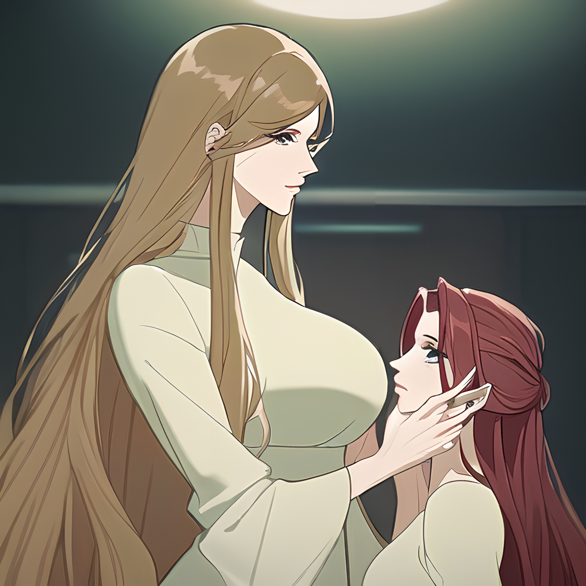 nude long hair hospital woman small boobs front view 