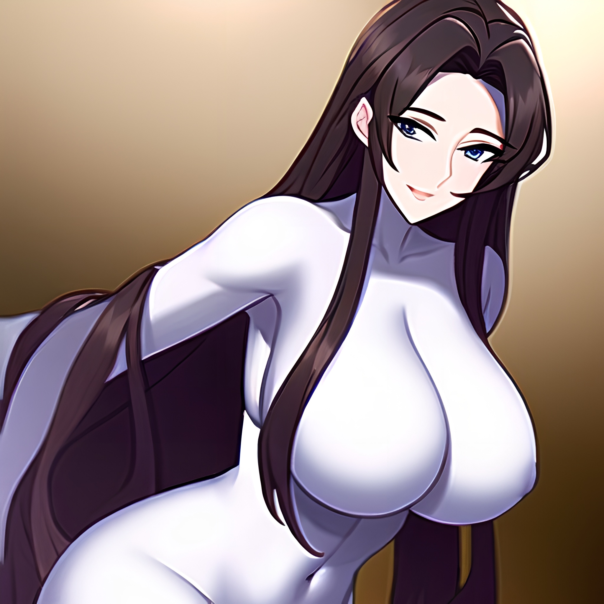 nude perfect boobs long hair kitchen woman front view 