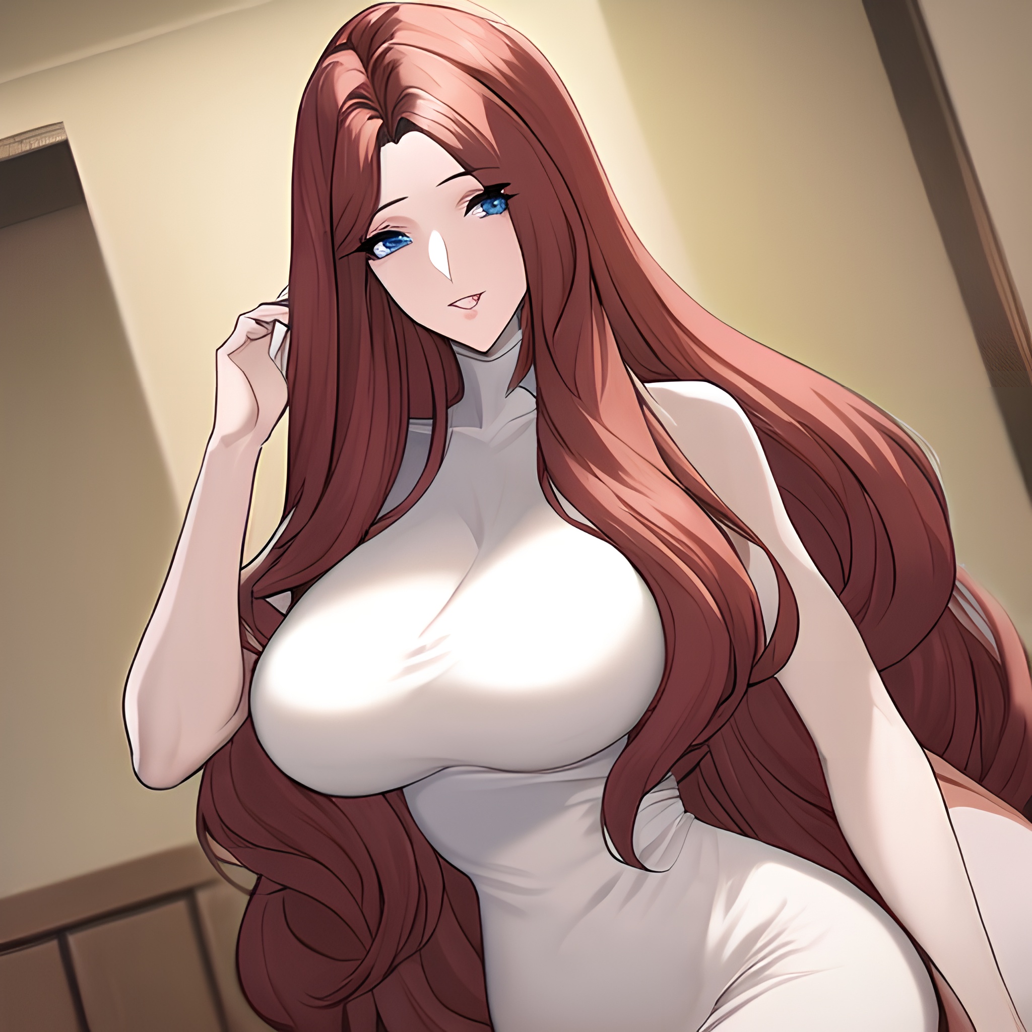 nude small boobs woman front view hospital long hair 