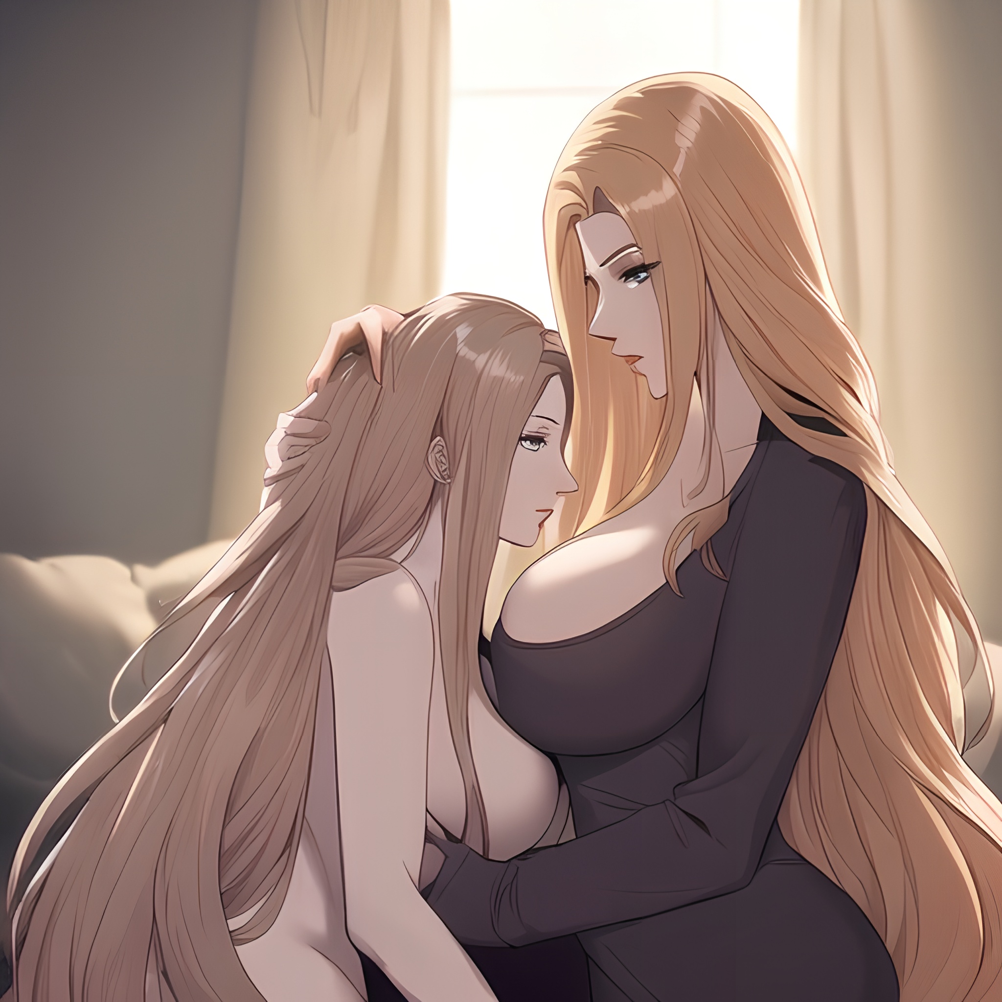 nude small boobs woman front view long hair hospital 