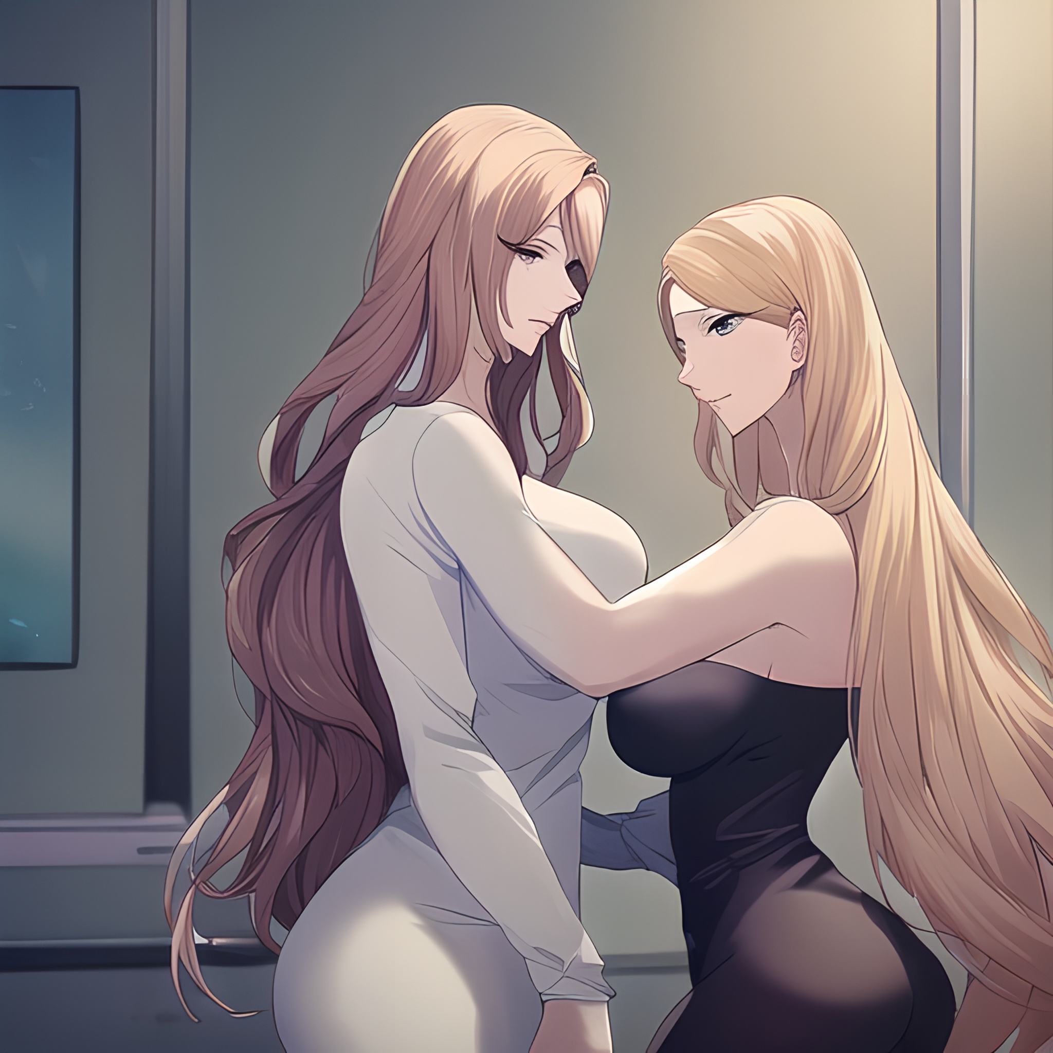 nude small boobs woman hospital long hair front view 