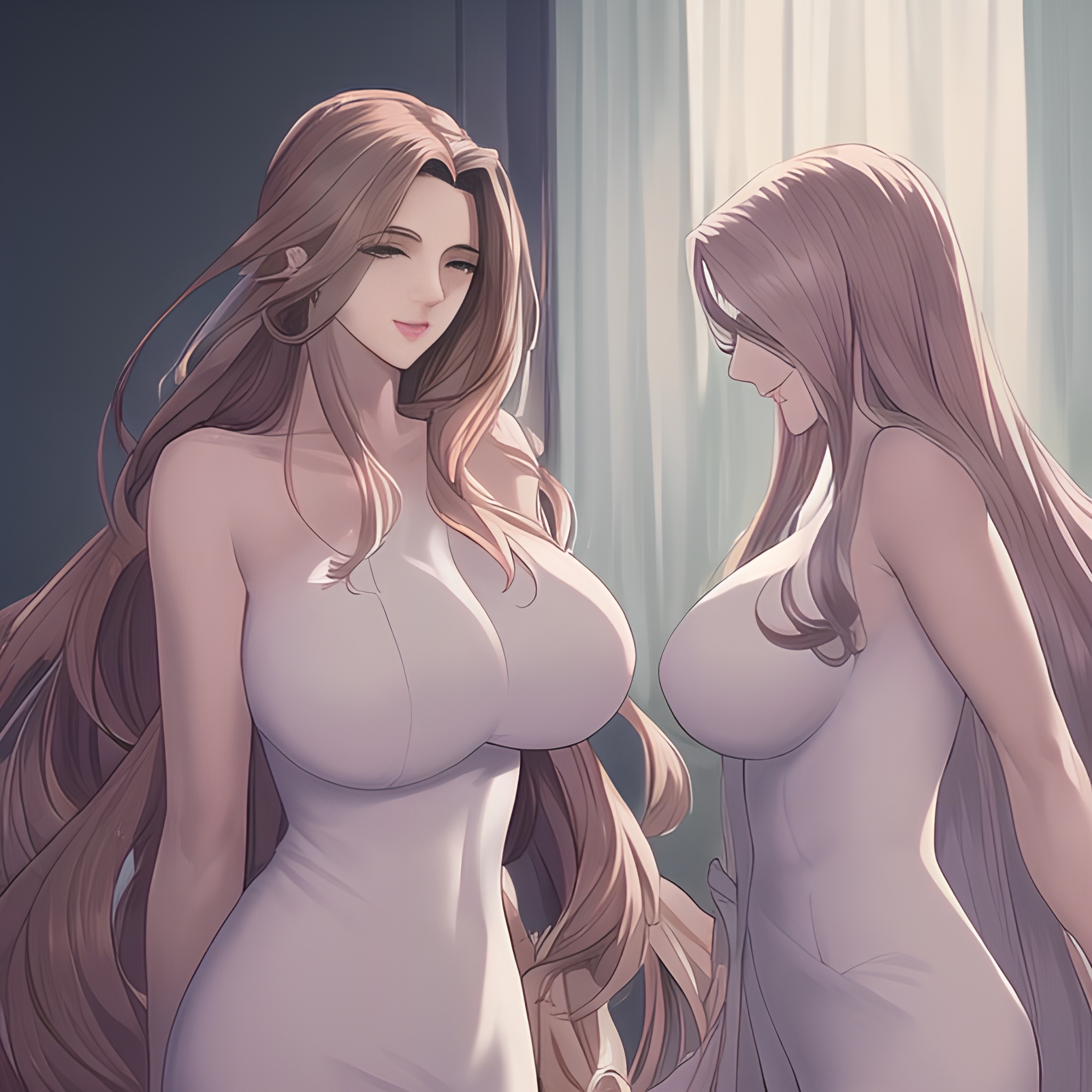 nude small boobs woman long hair front view hospital 