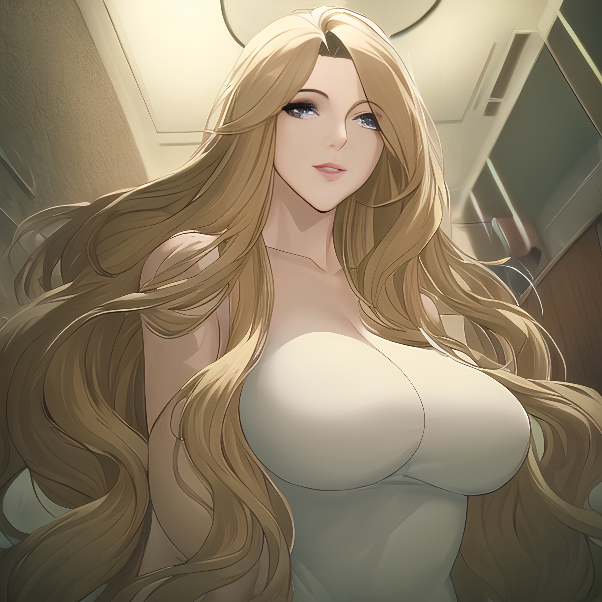 nude woman long hair hospital front view small boobs 