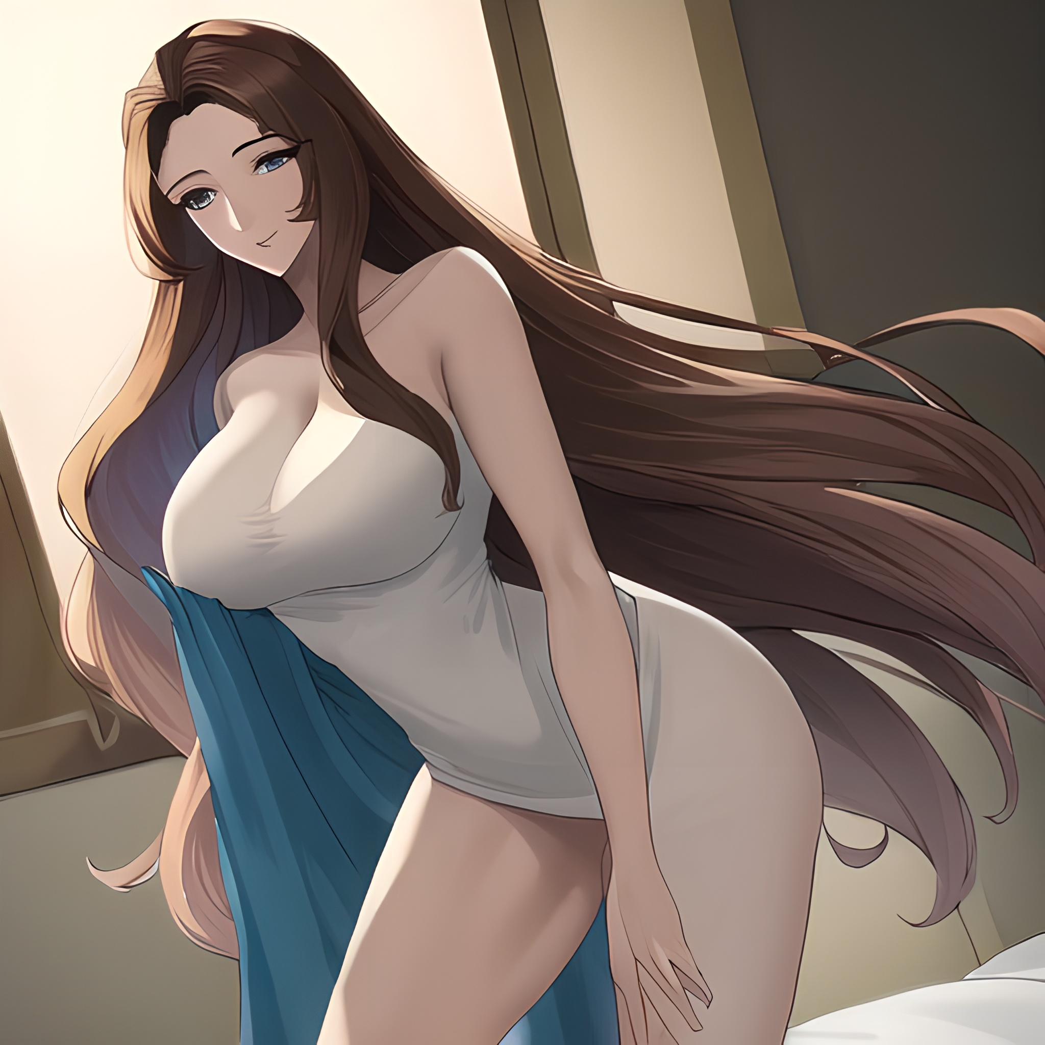 small boobs hospital woman nude long hair front view 