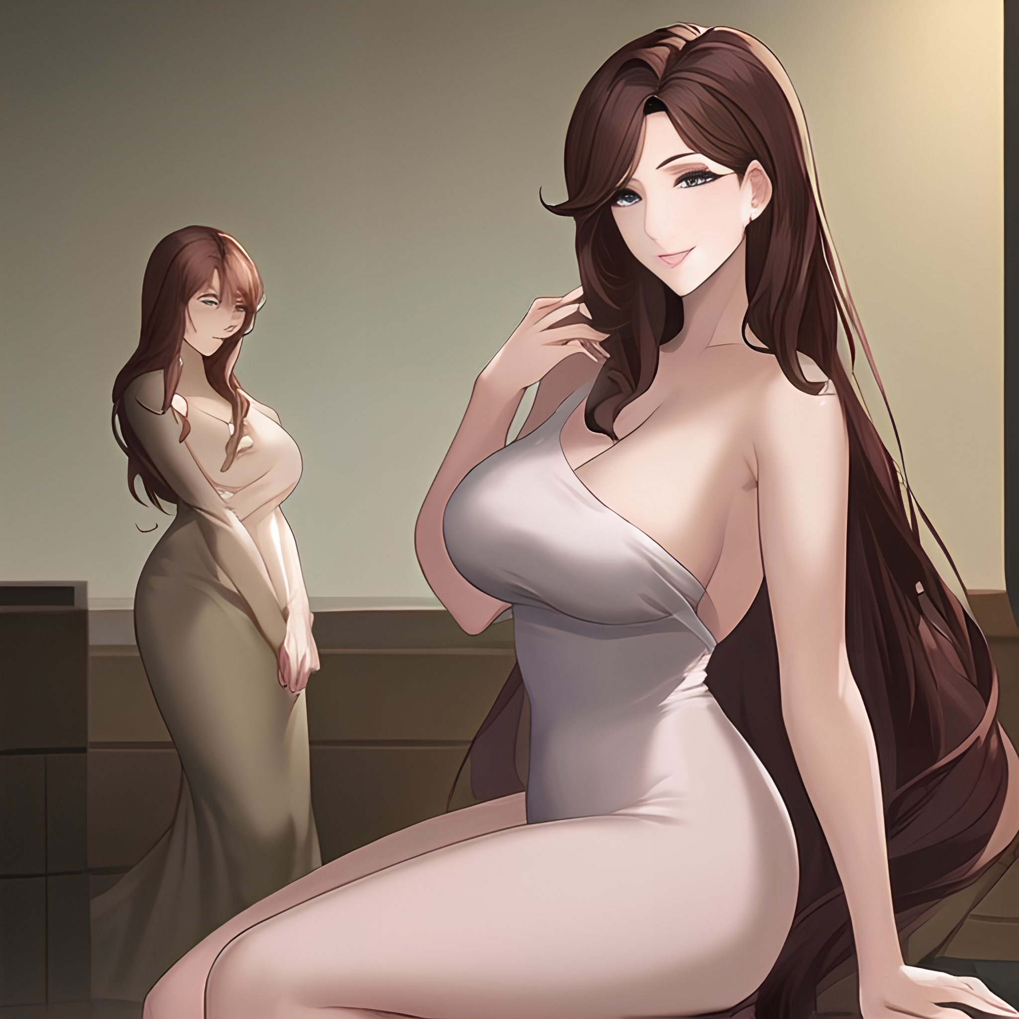 small boobs long hair nude woman front view hospital 