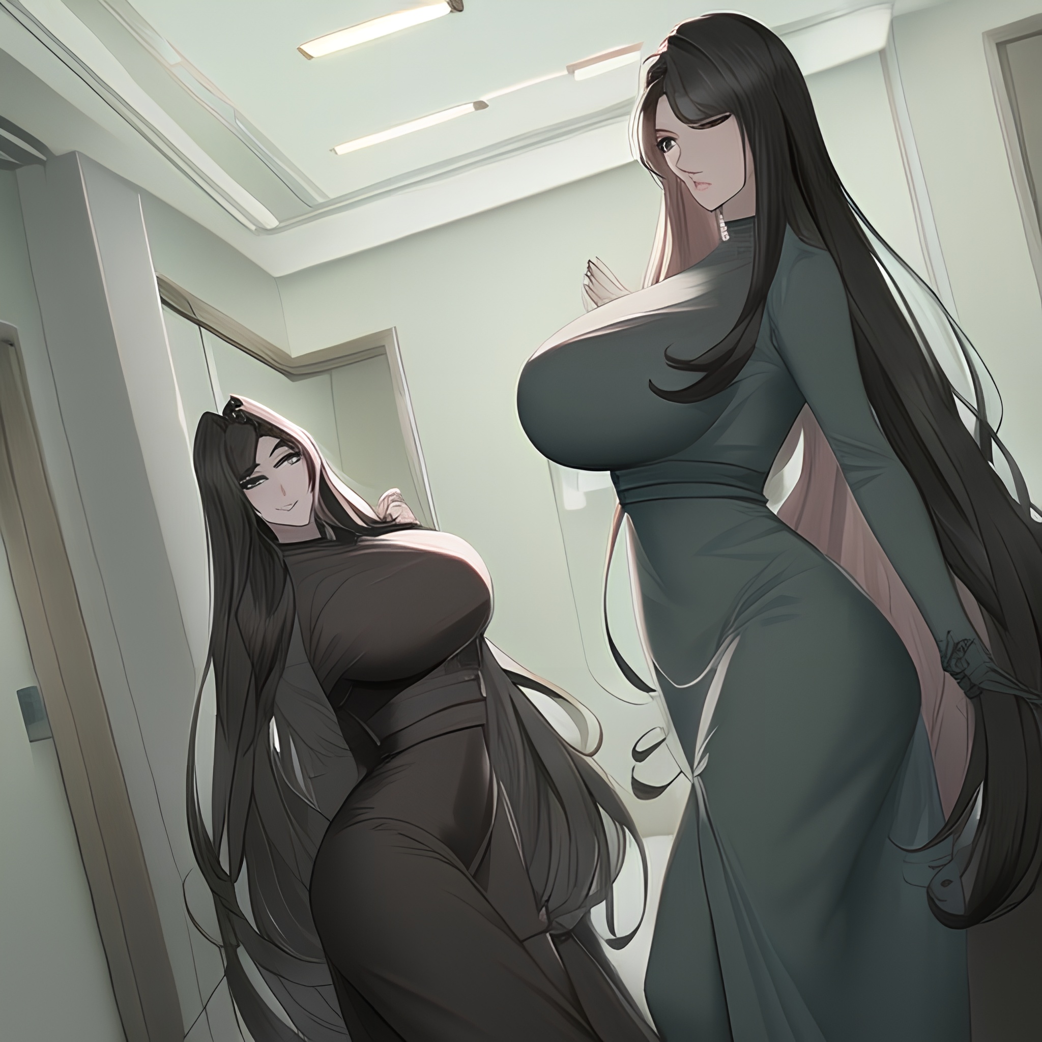 small boobs woman front view hospital long hair nude 