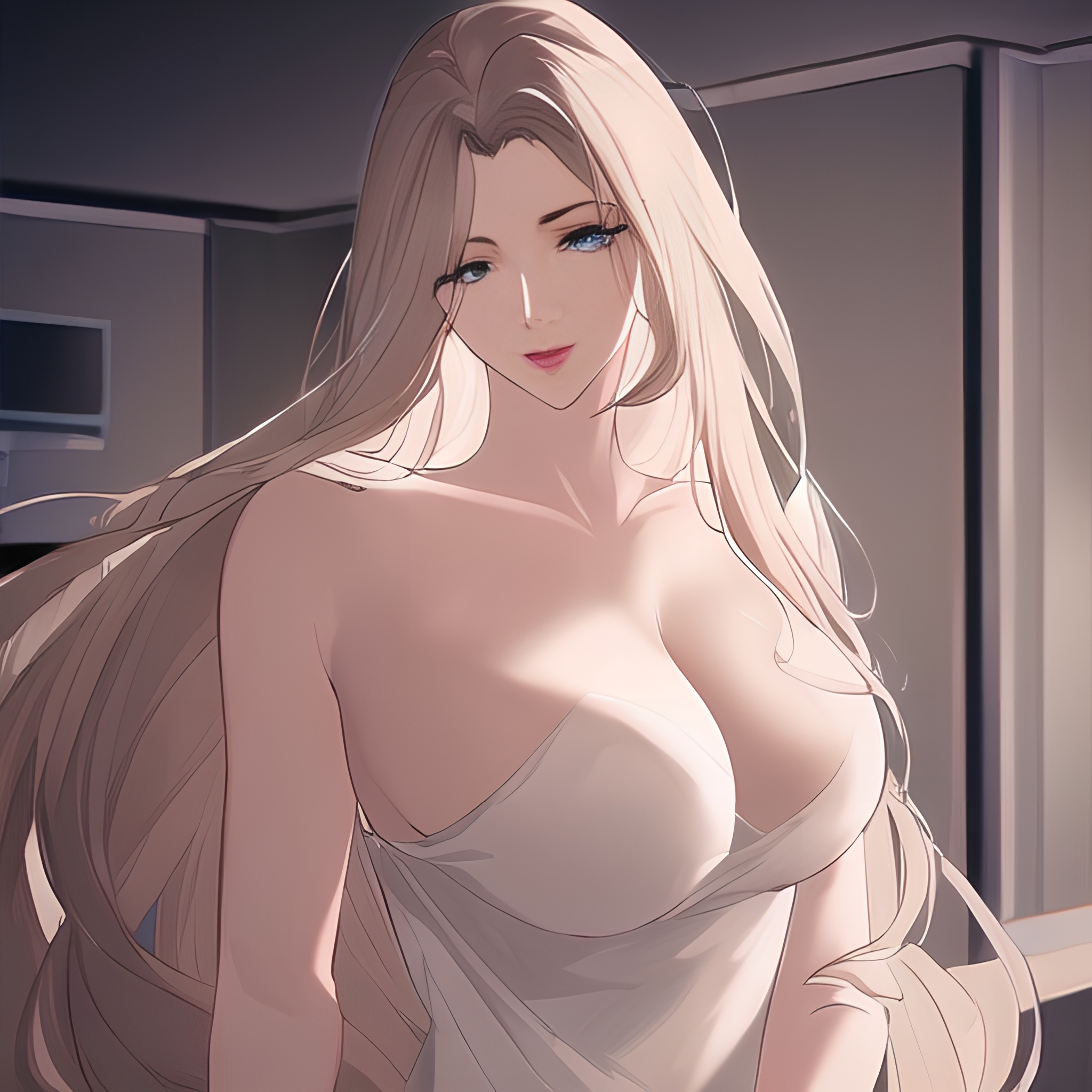 woman front view hospital nude long hair small boobs 