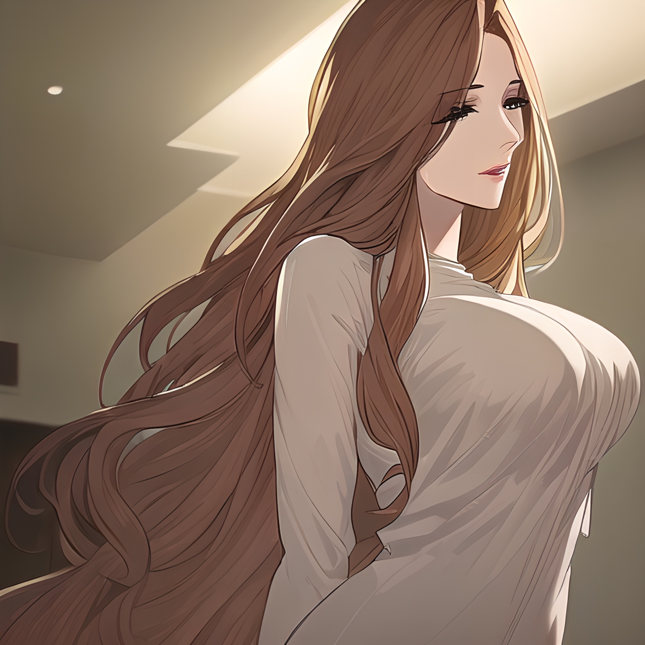 woman front view long hair nude hospital small boobs 