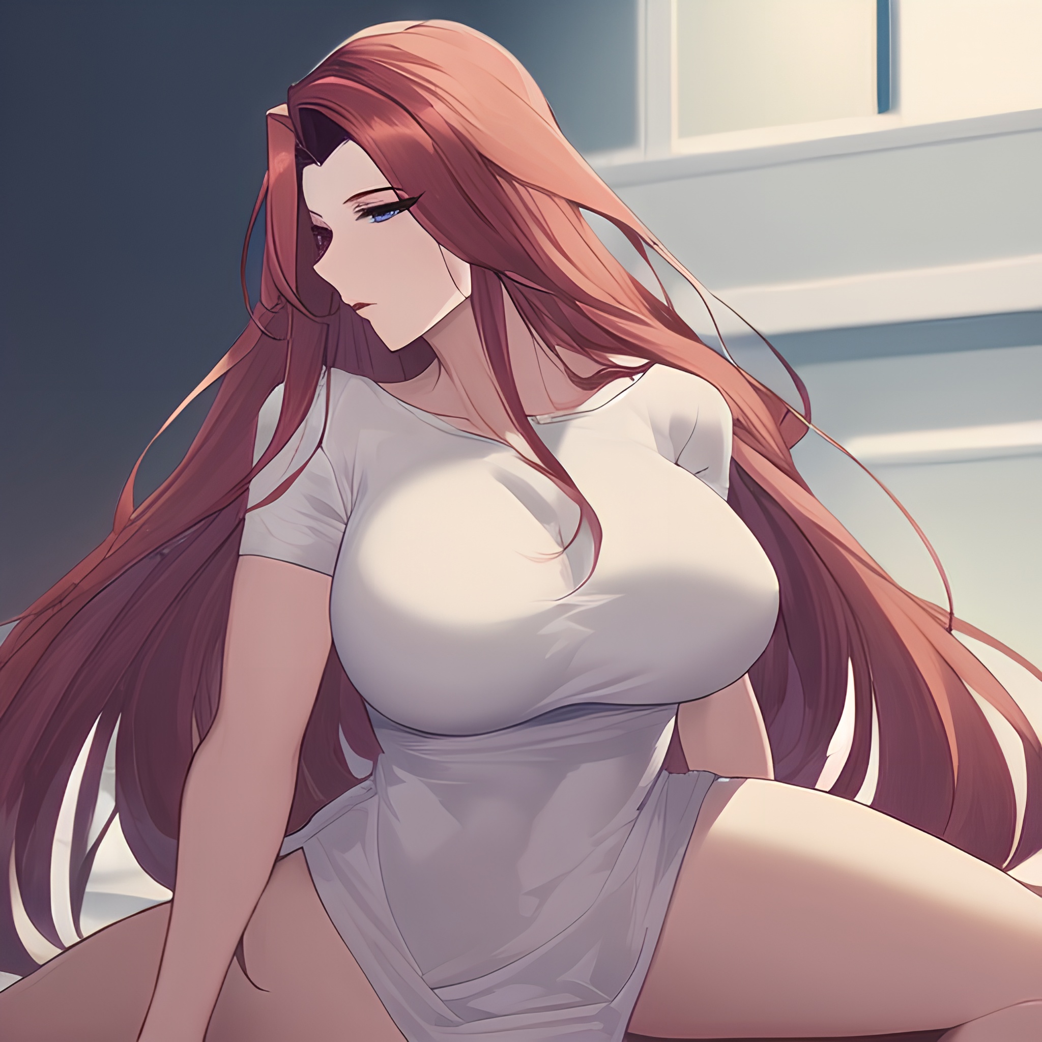 woman hospital long hair front view small boobs nude 