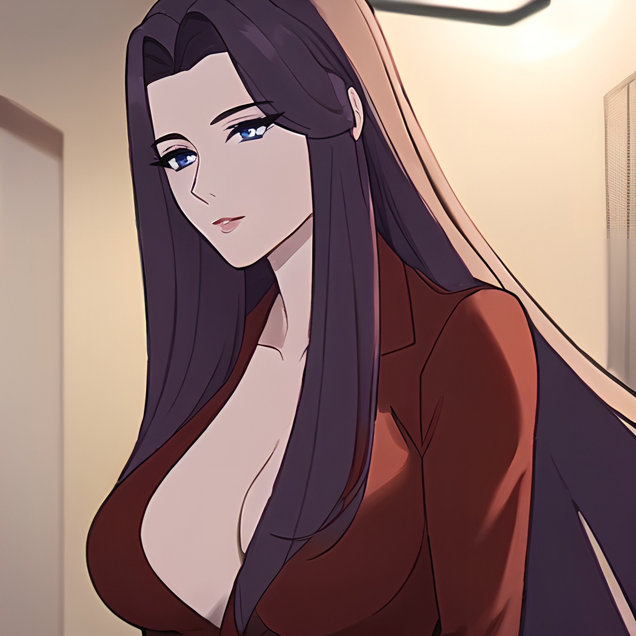 woman hospital long hair small boobs nude front view 