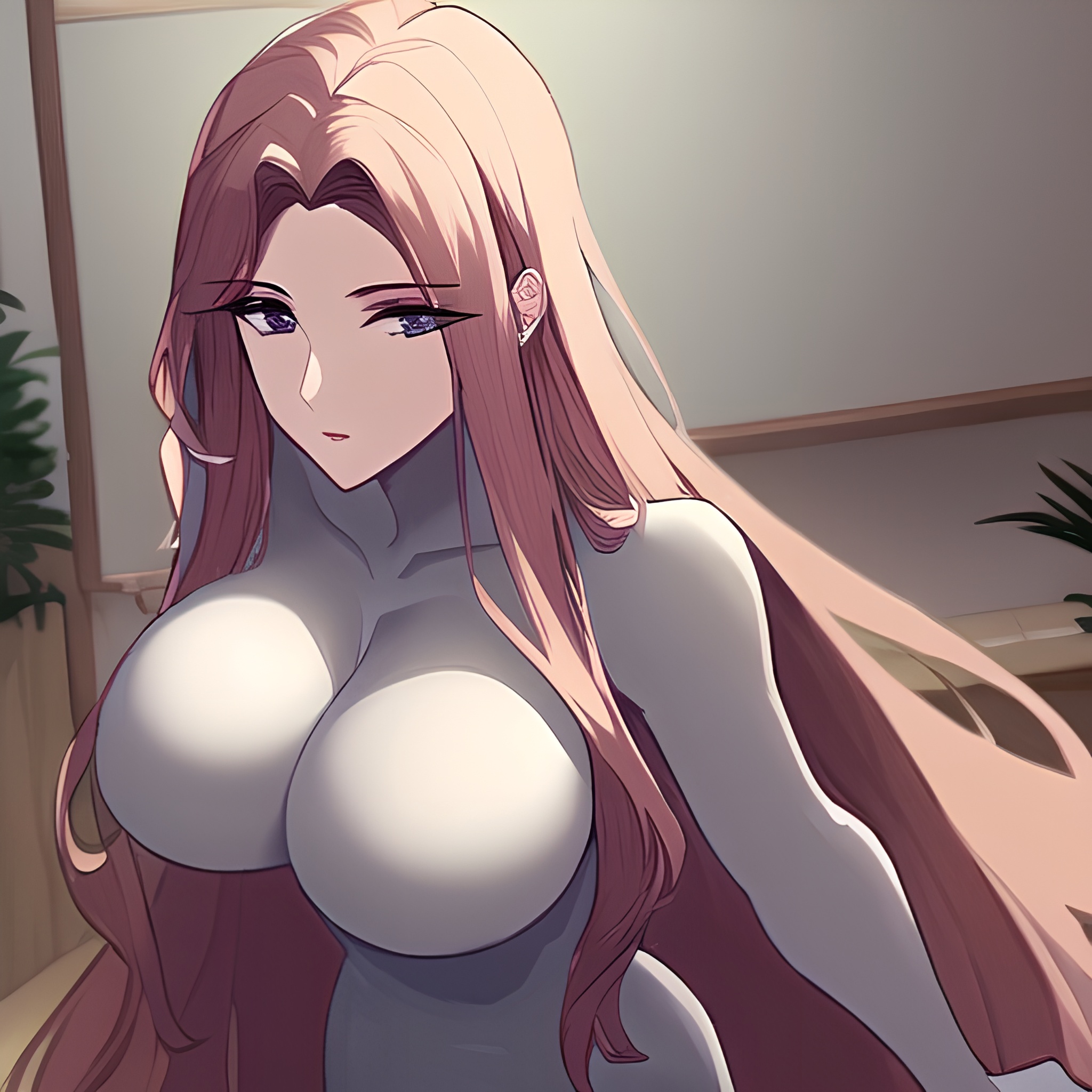 woman nude small boobs long hair front view hospital 